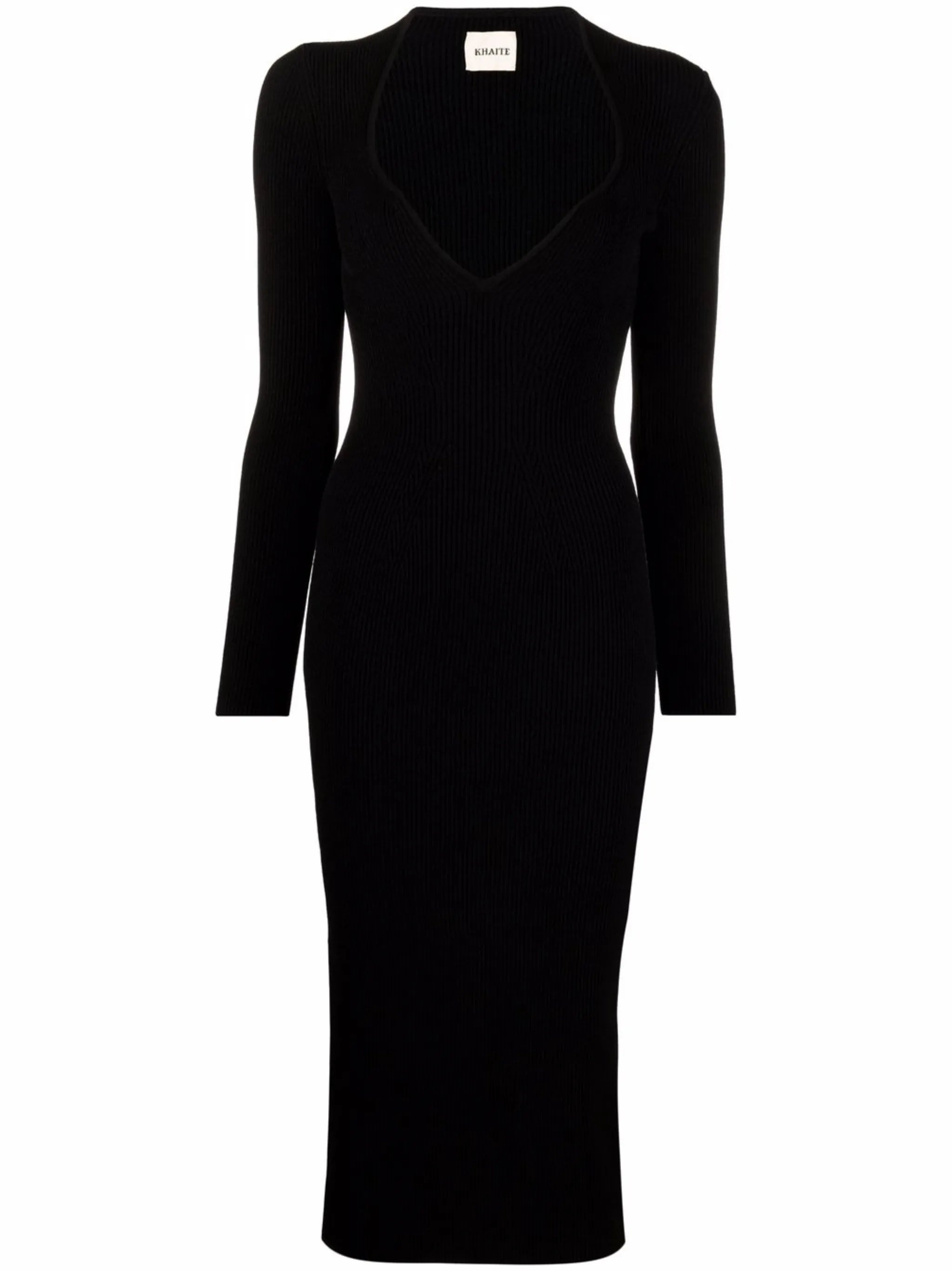 long-sleeve ribbed-knit dress