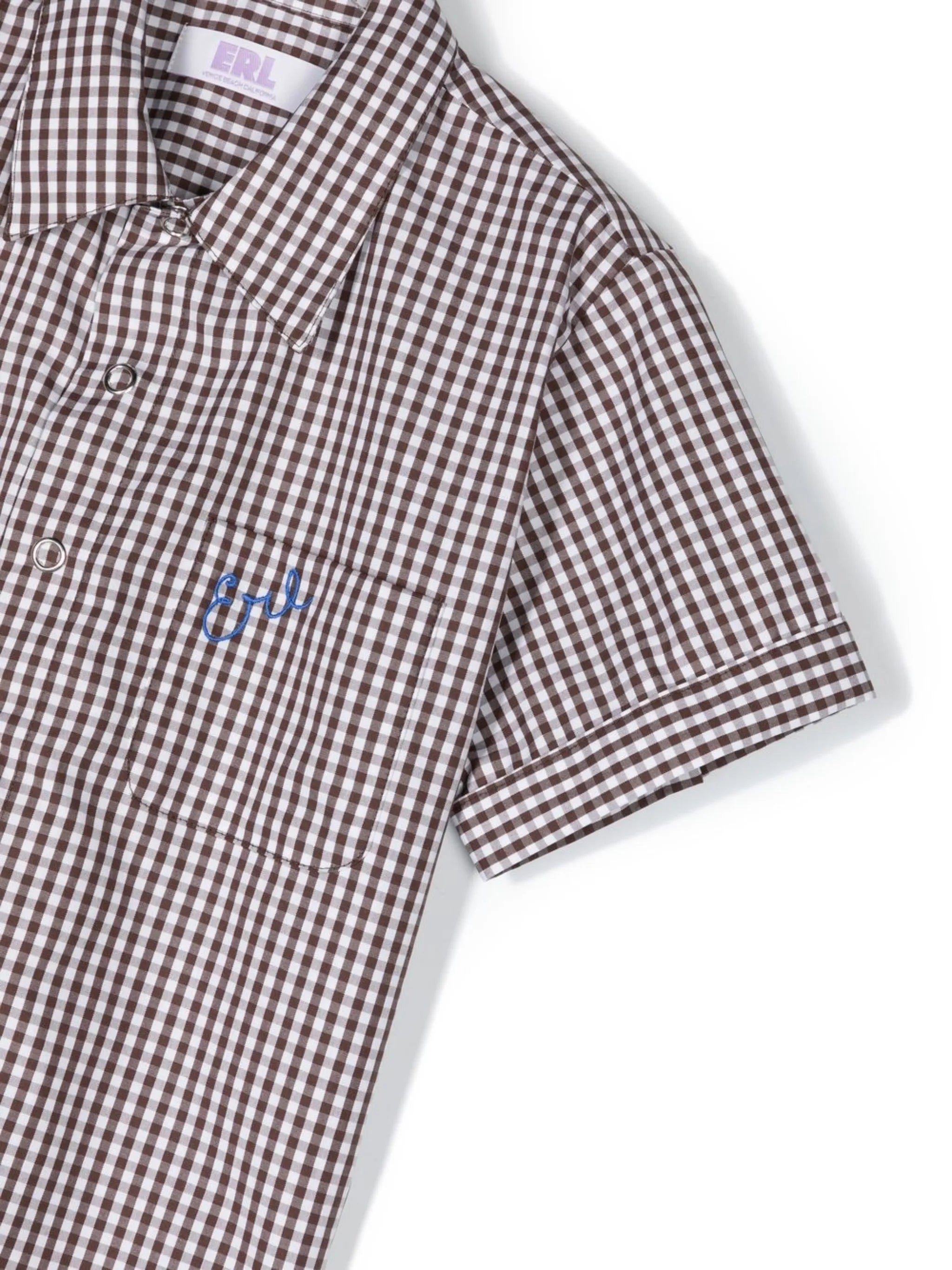 gingham button-front shirt