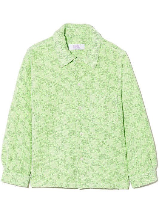 logo-print corduroy shirt