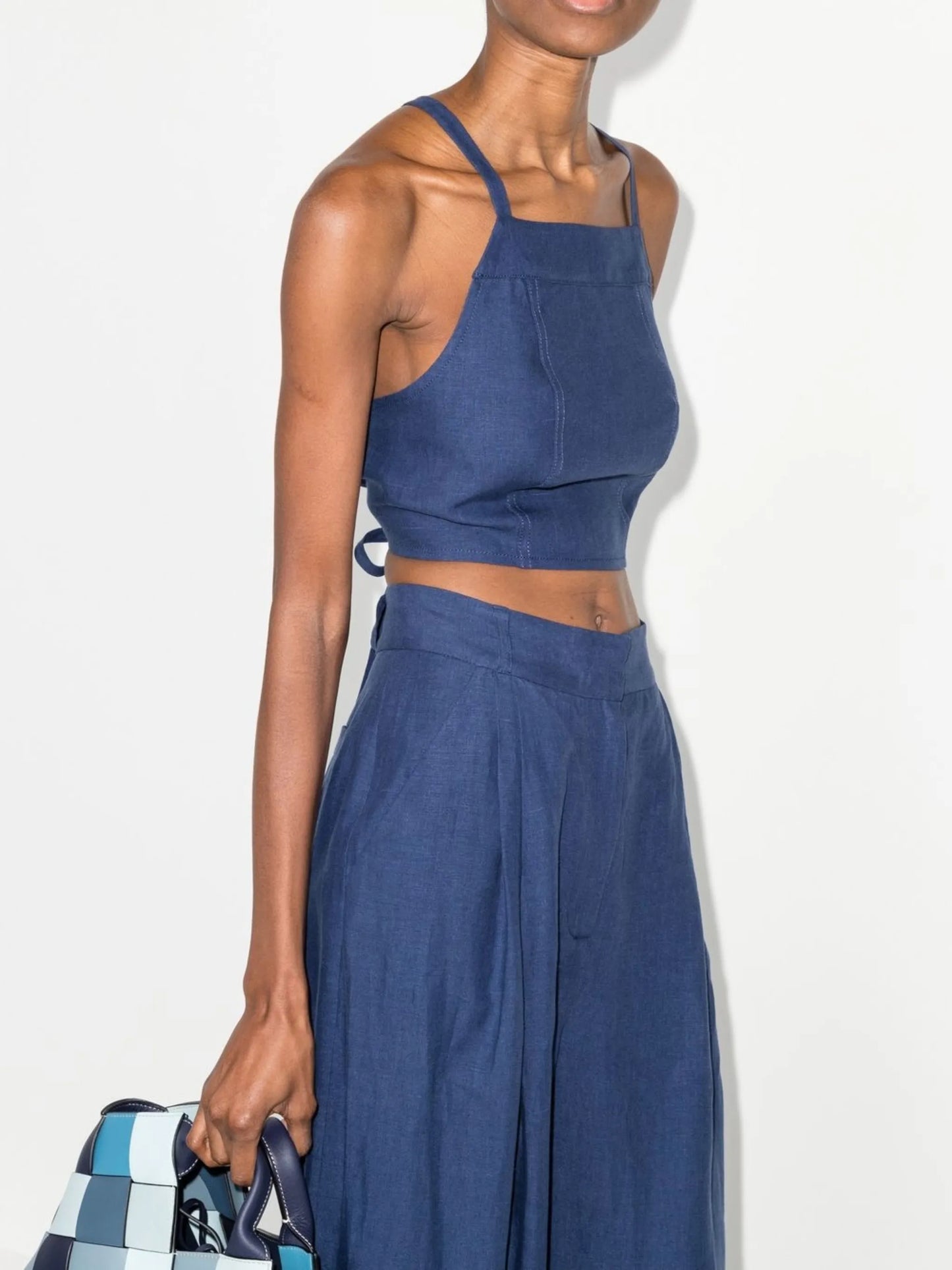 Wendy square-neck crossover strap top
