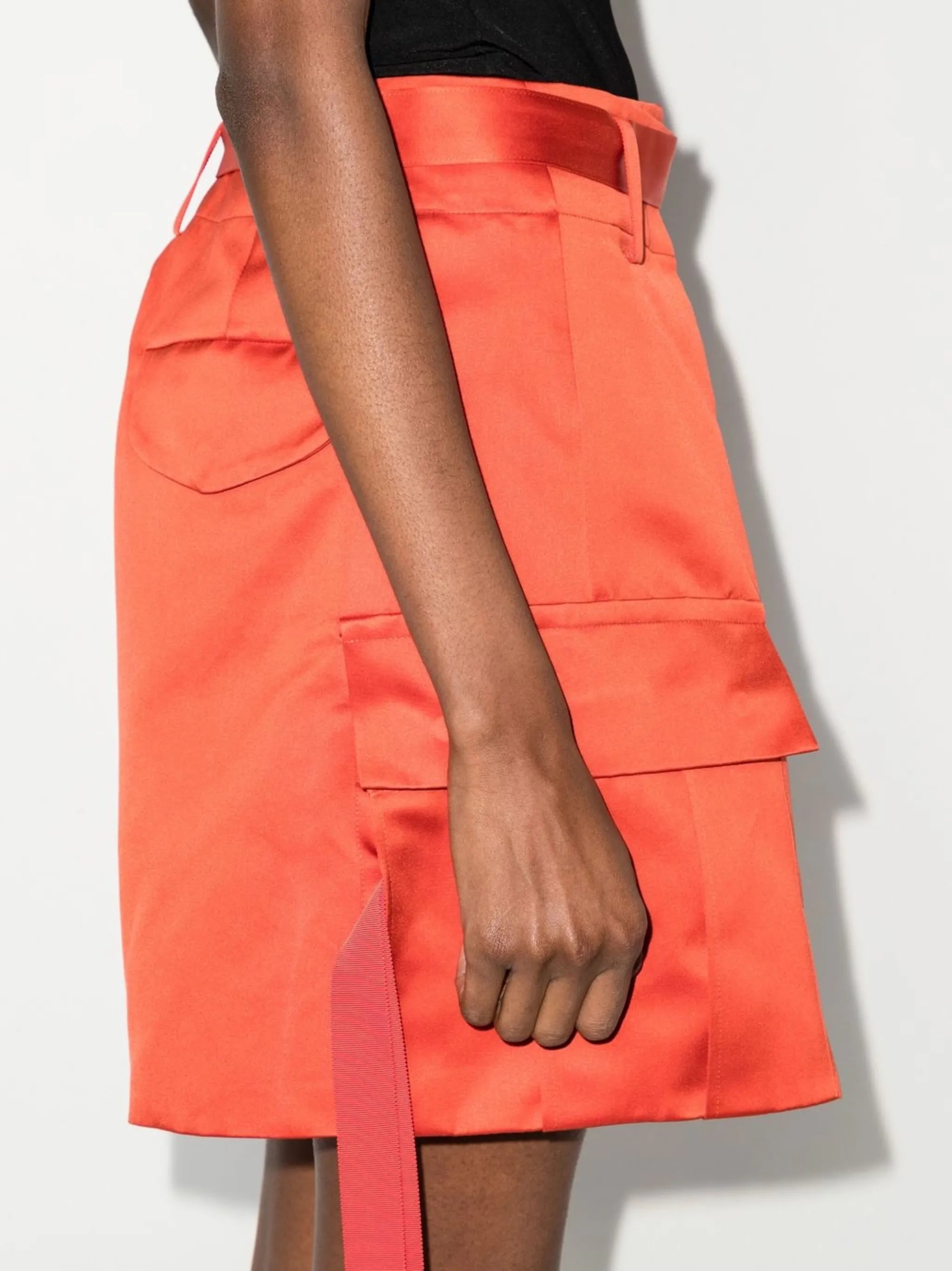 satin cargo-pocket shorts