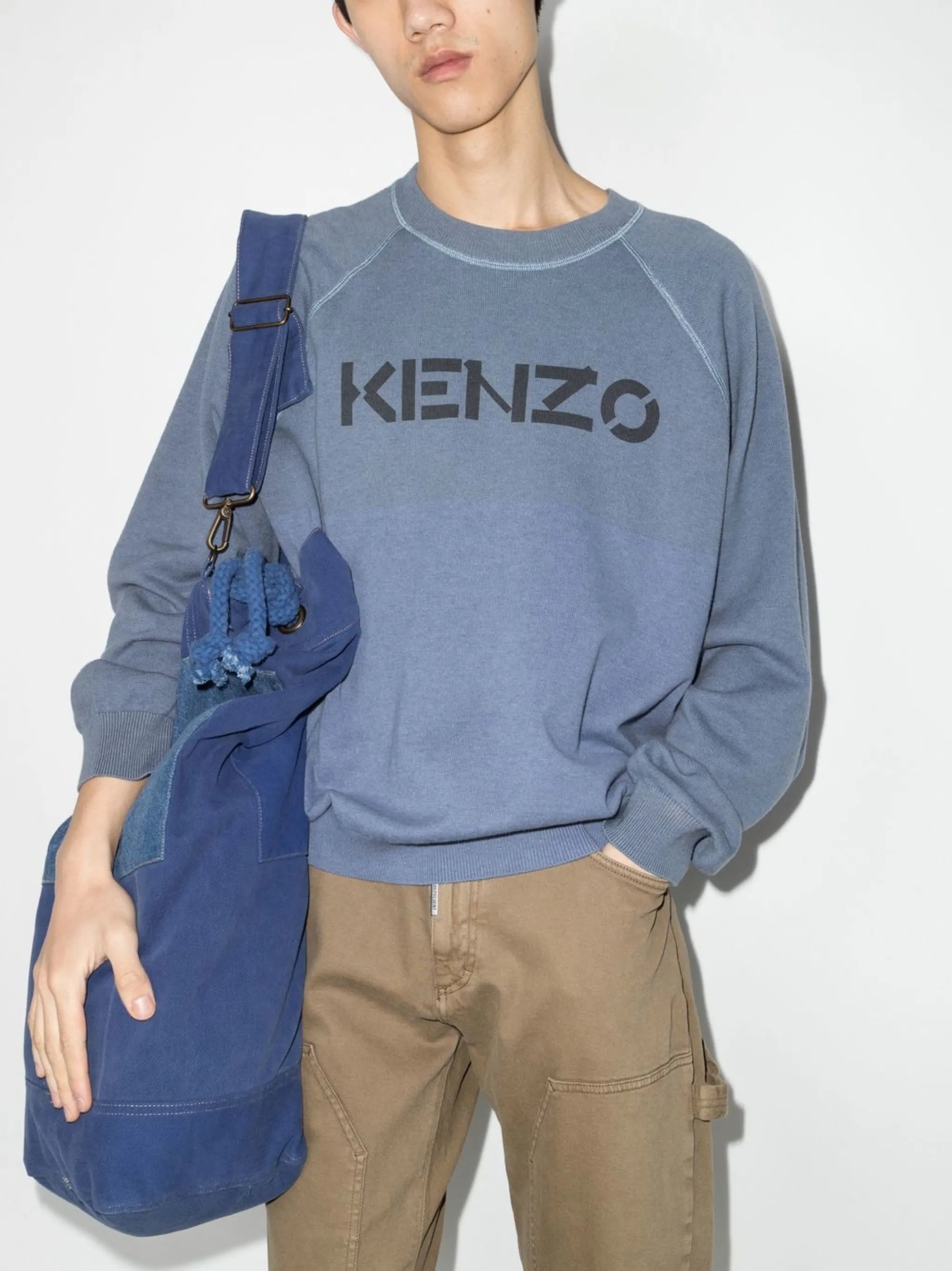 two-tone logo-print sweatshirt