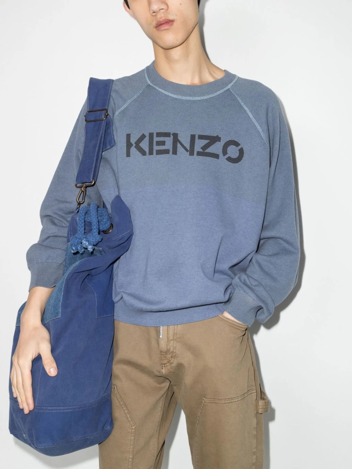 two-tone logo-print sweatshirt