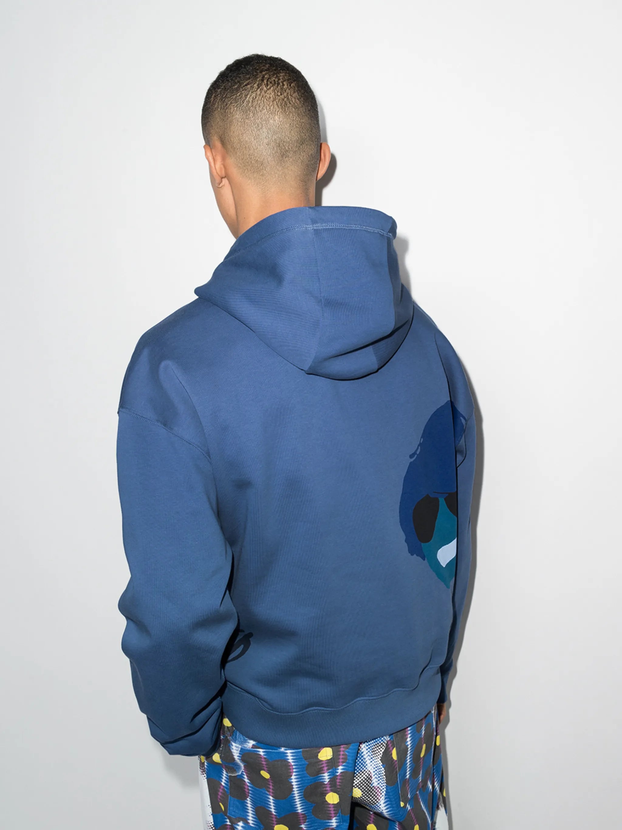 logo face printed hoodie