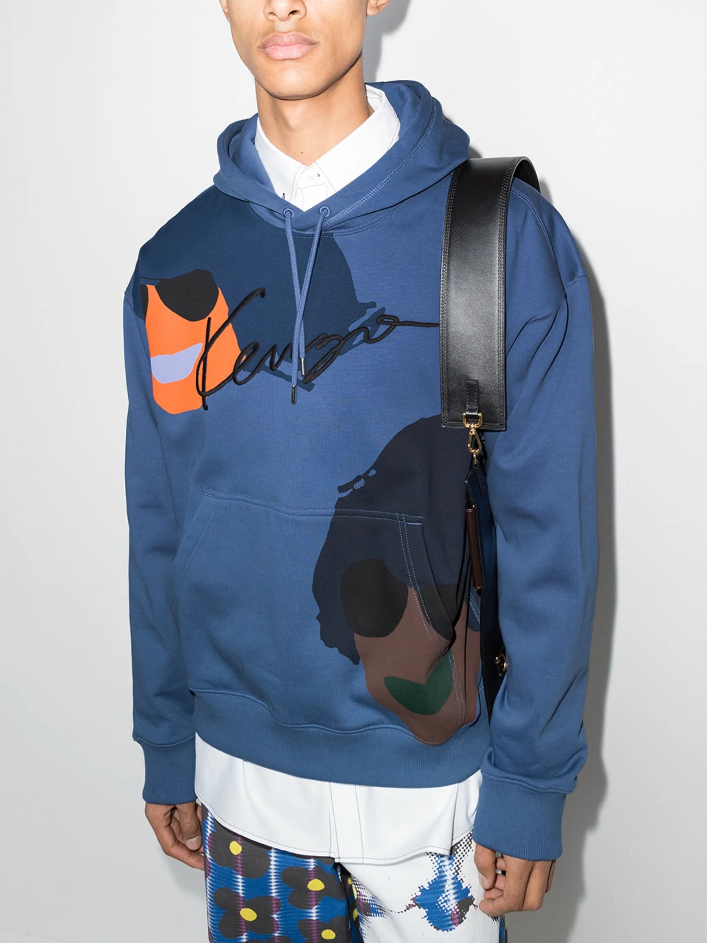 logo face printed hoodie