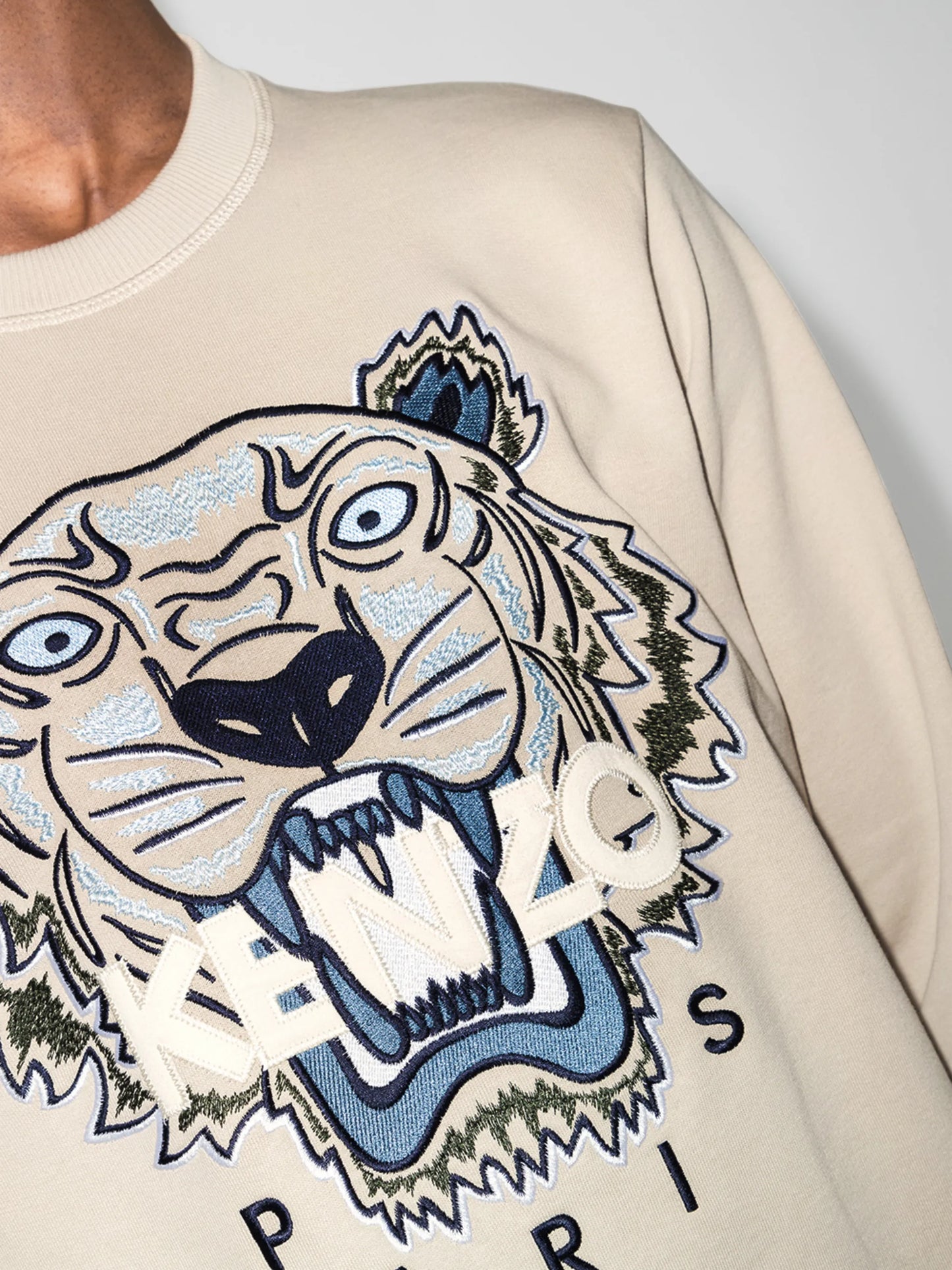 tiger-embroidered cotton sweatshirt