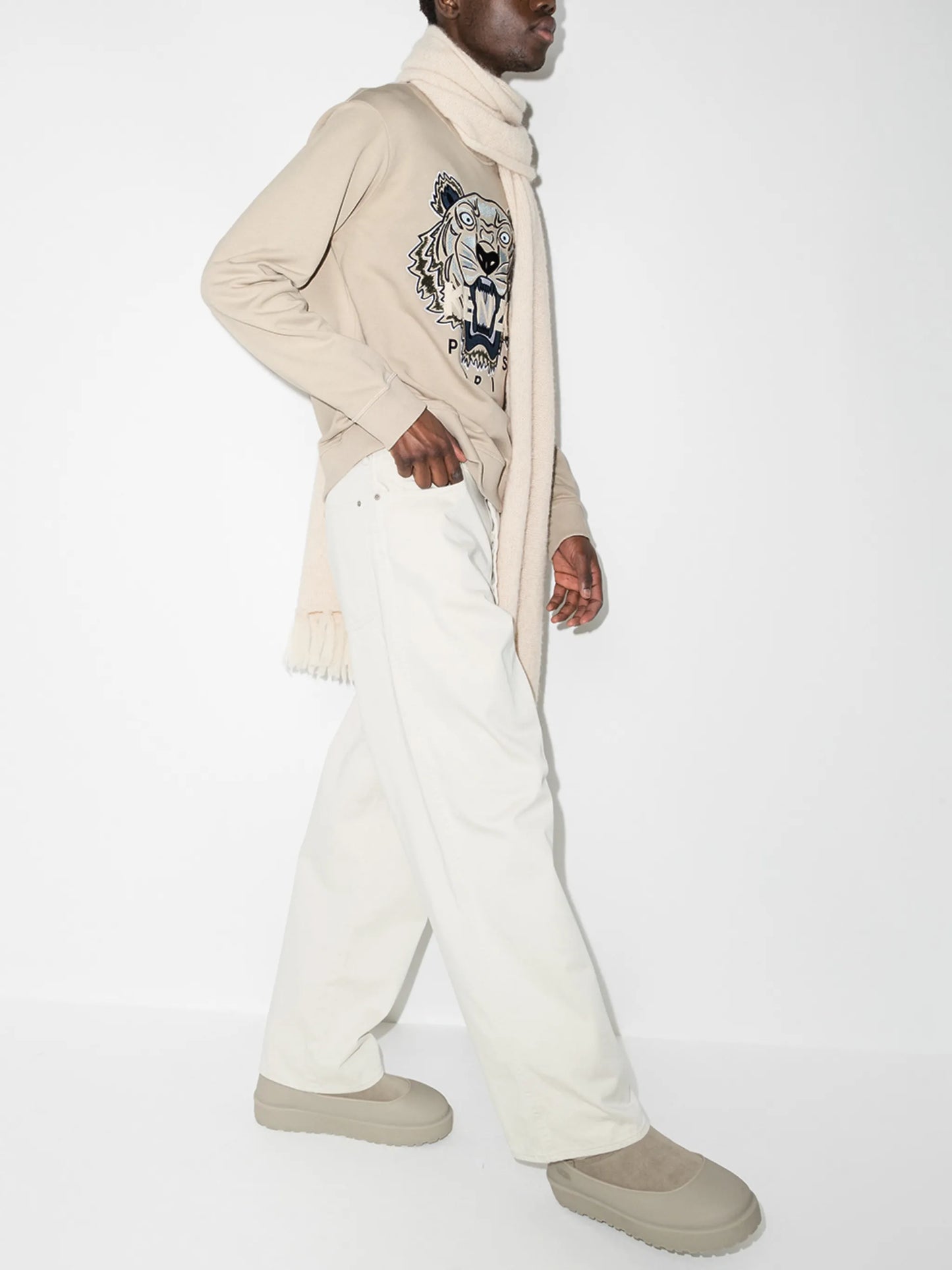 tiger-embroidered cotton sweatshirt