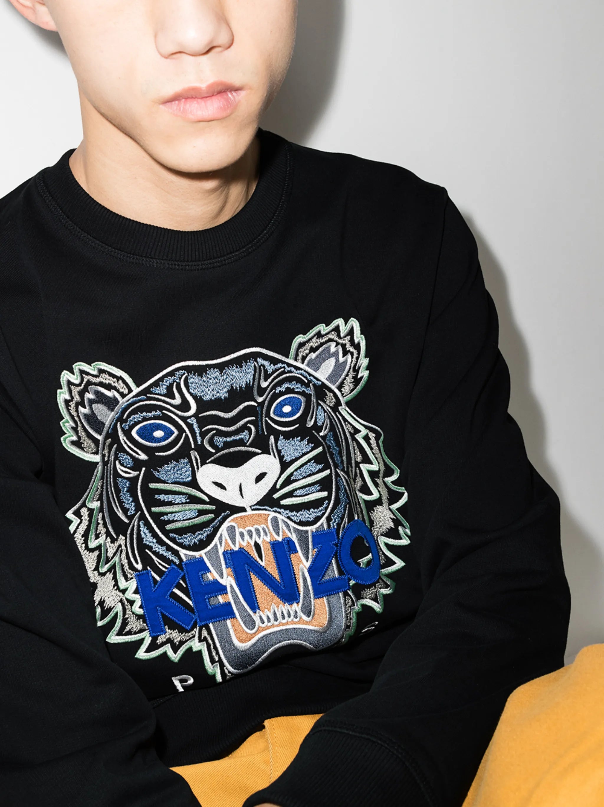 tiger-embroidered cotton sweatshirt