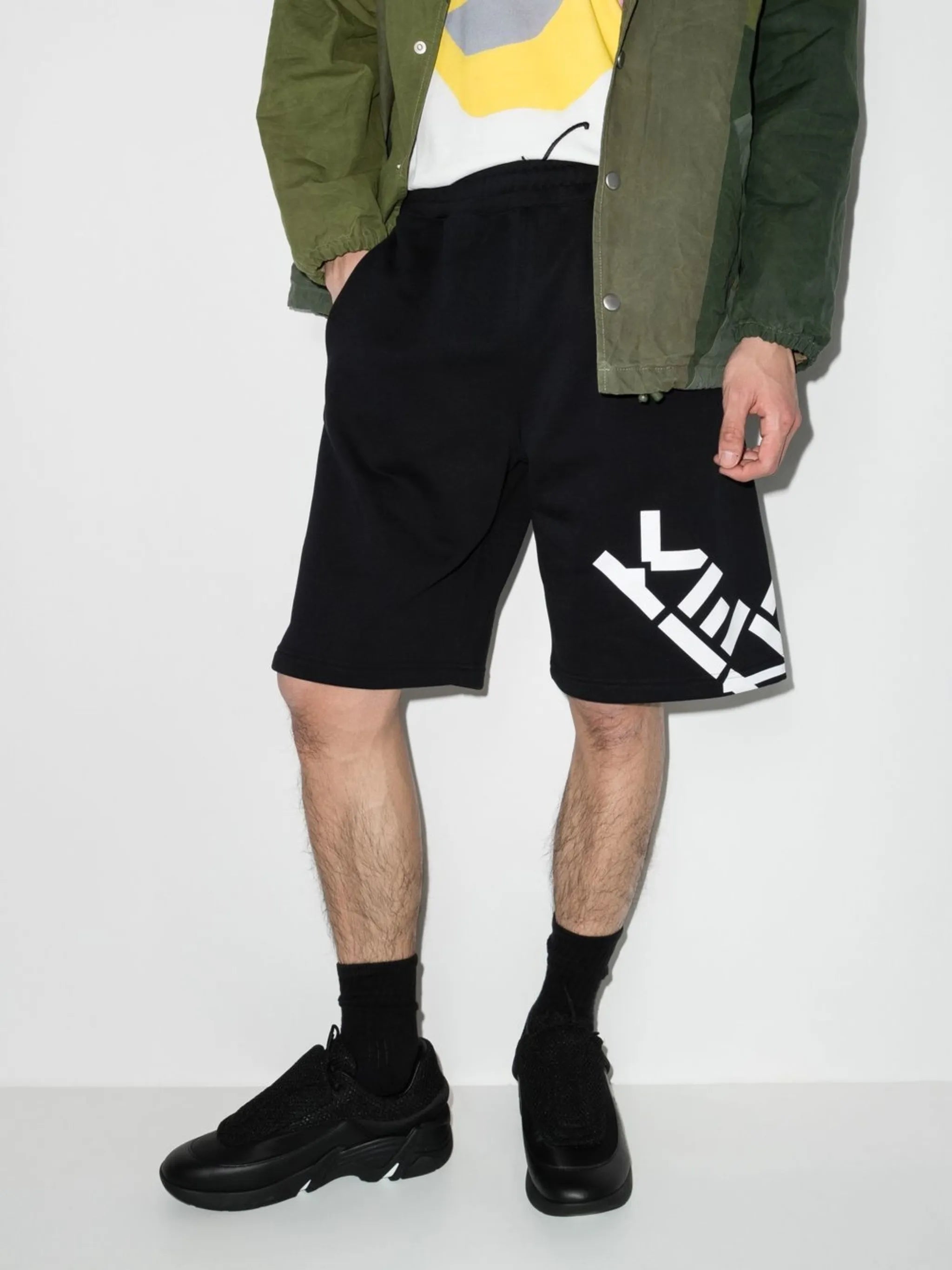 logo-print track shorts
