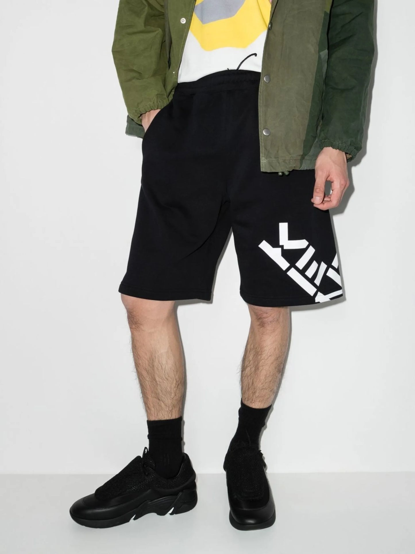 logo-print track shorts