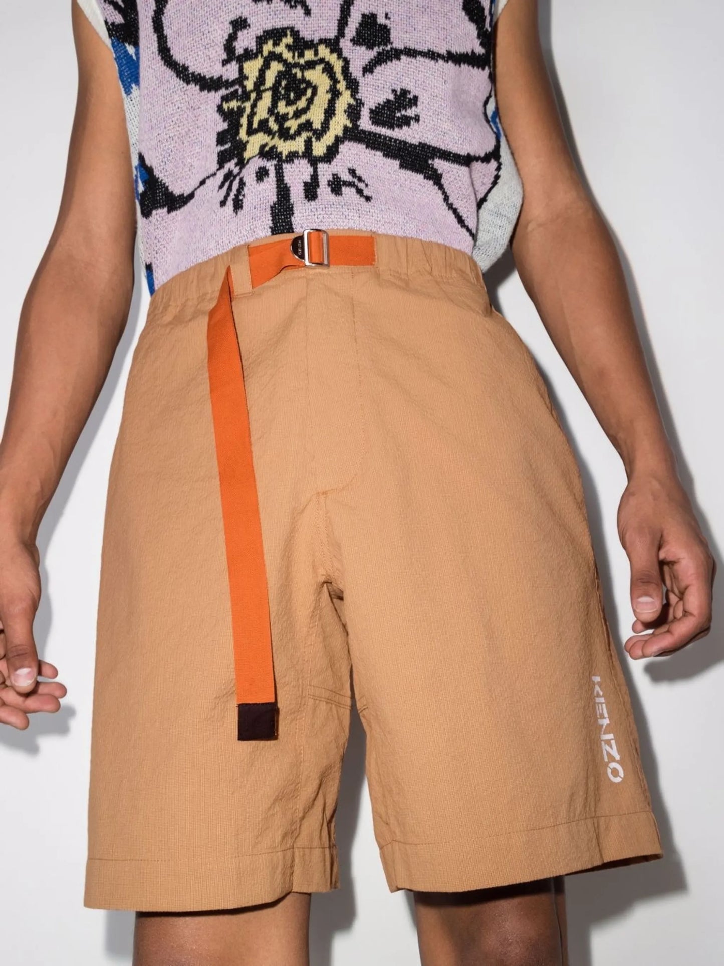 logo-print belted shorts