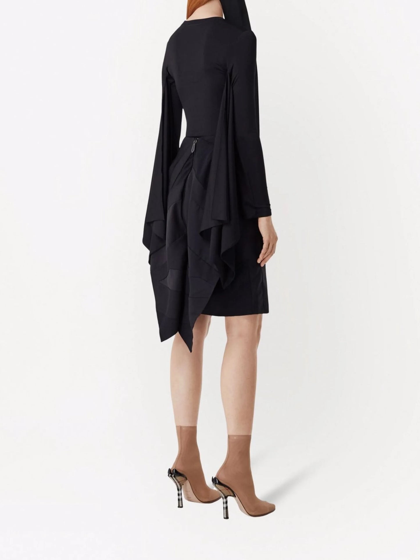 exaggerated-panel long-sleeve top
