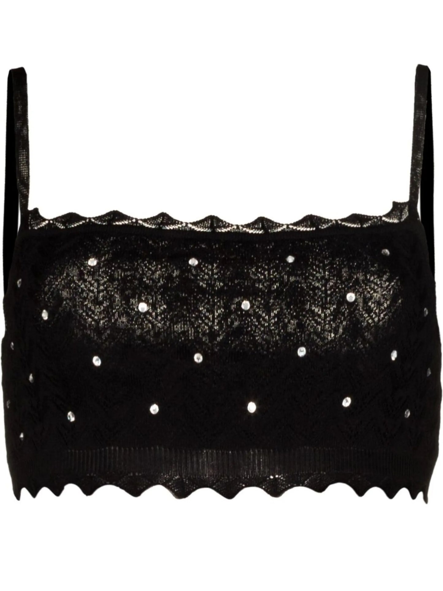 crystal-embellished lace-knit bra