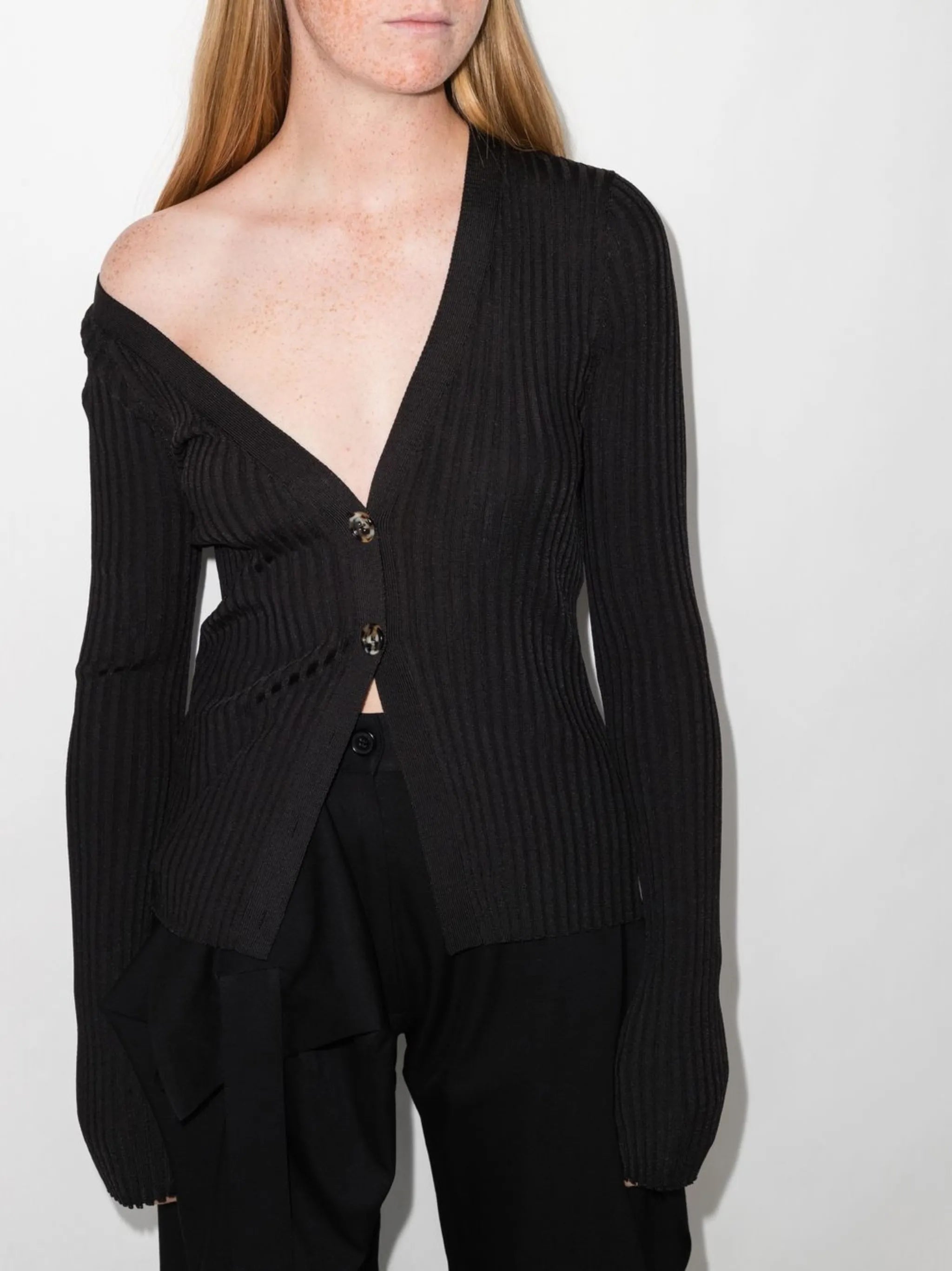 Awake ribbed-knit cardigan