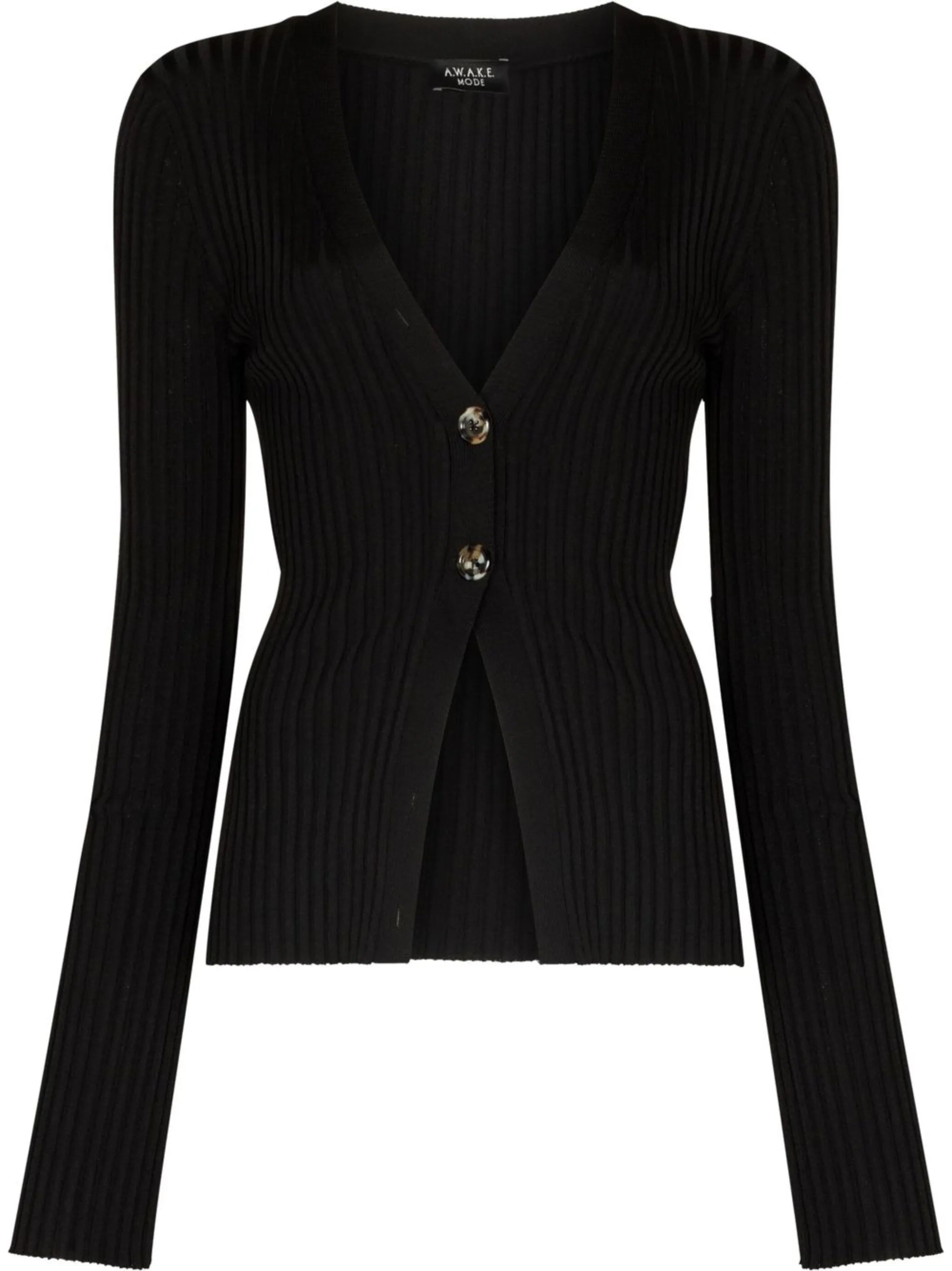 Awake ribbed-knit cardigan