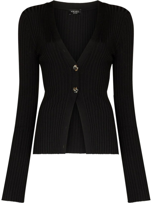 Awake ribbed-knit cardigan