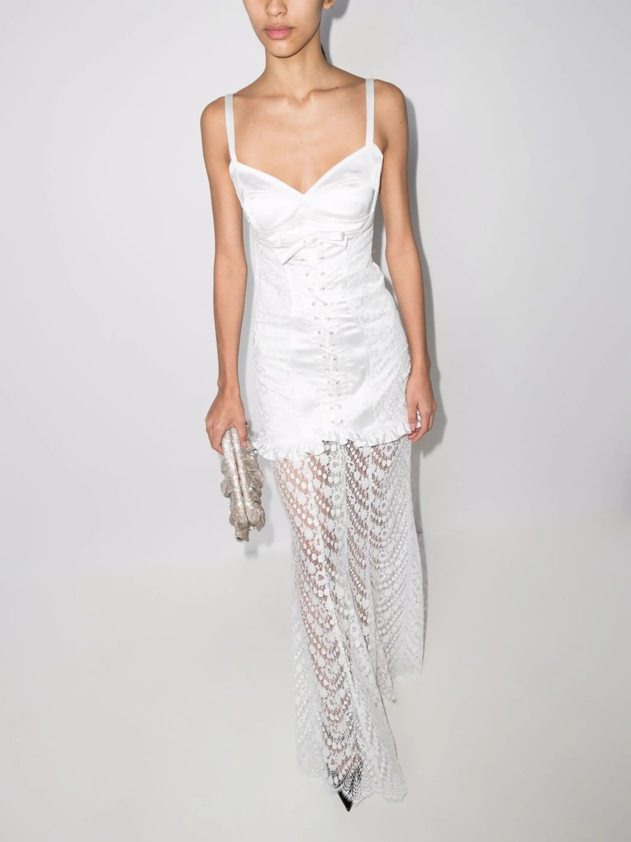 sheer-panel corset-style dress
