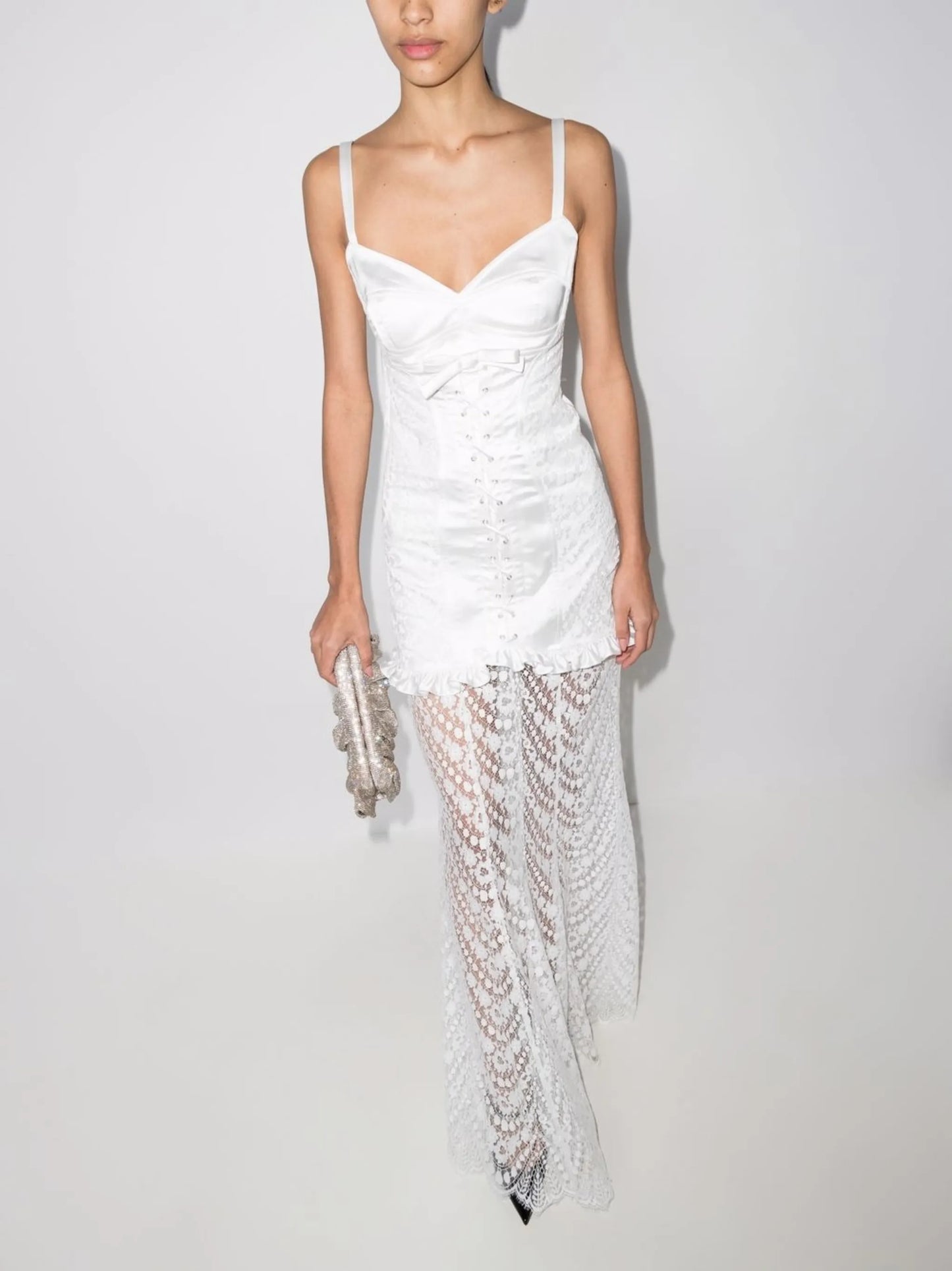 sheer-panel corset-style dress