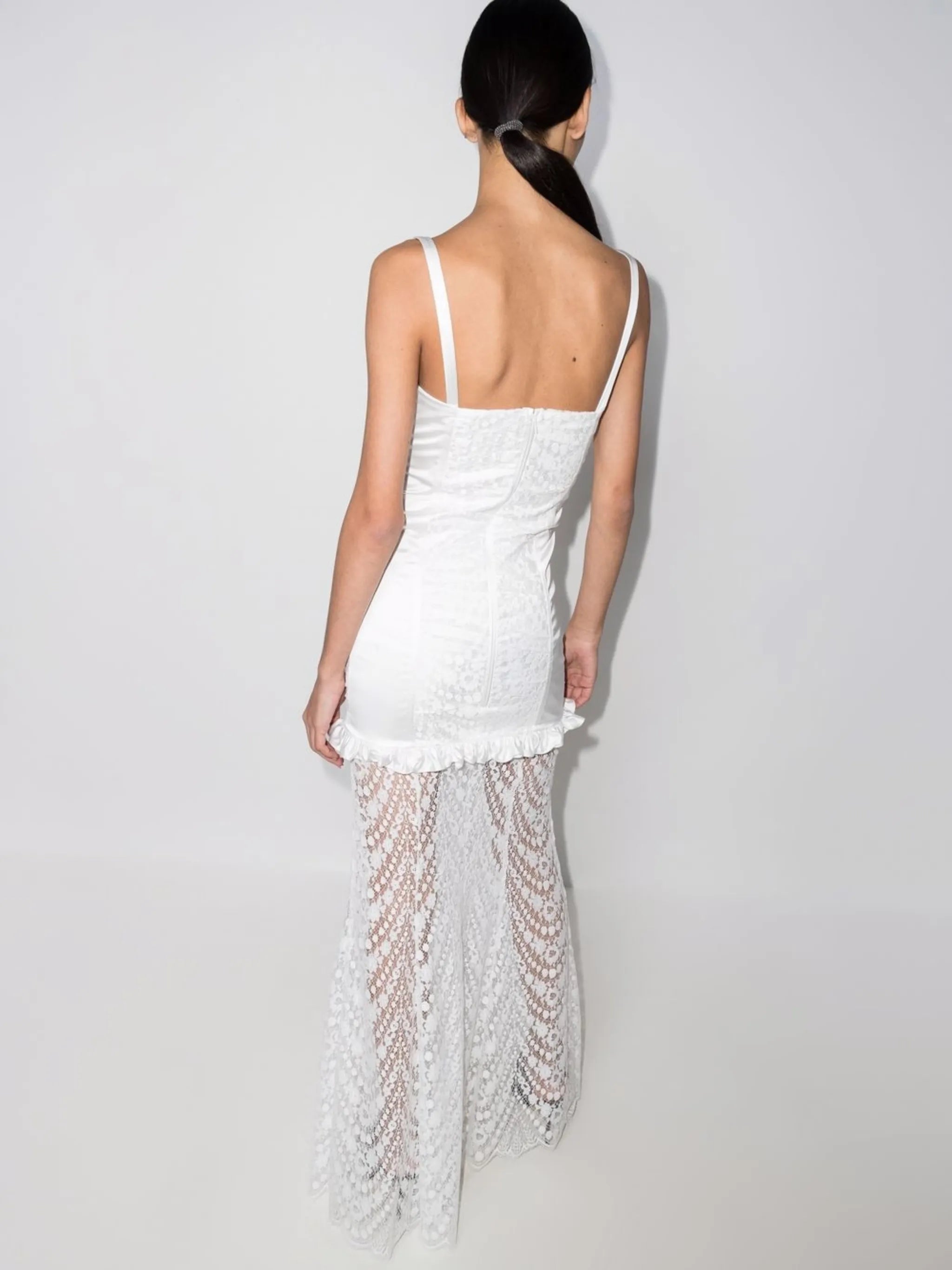 sheer-panel corset-style dress