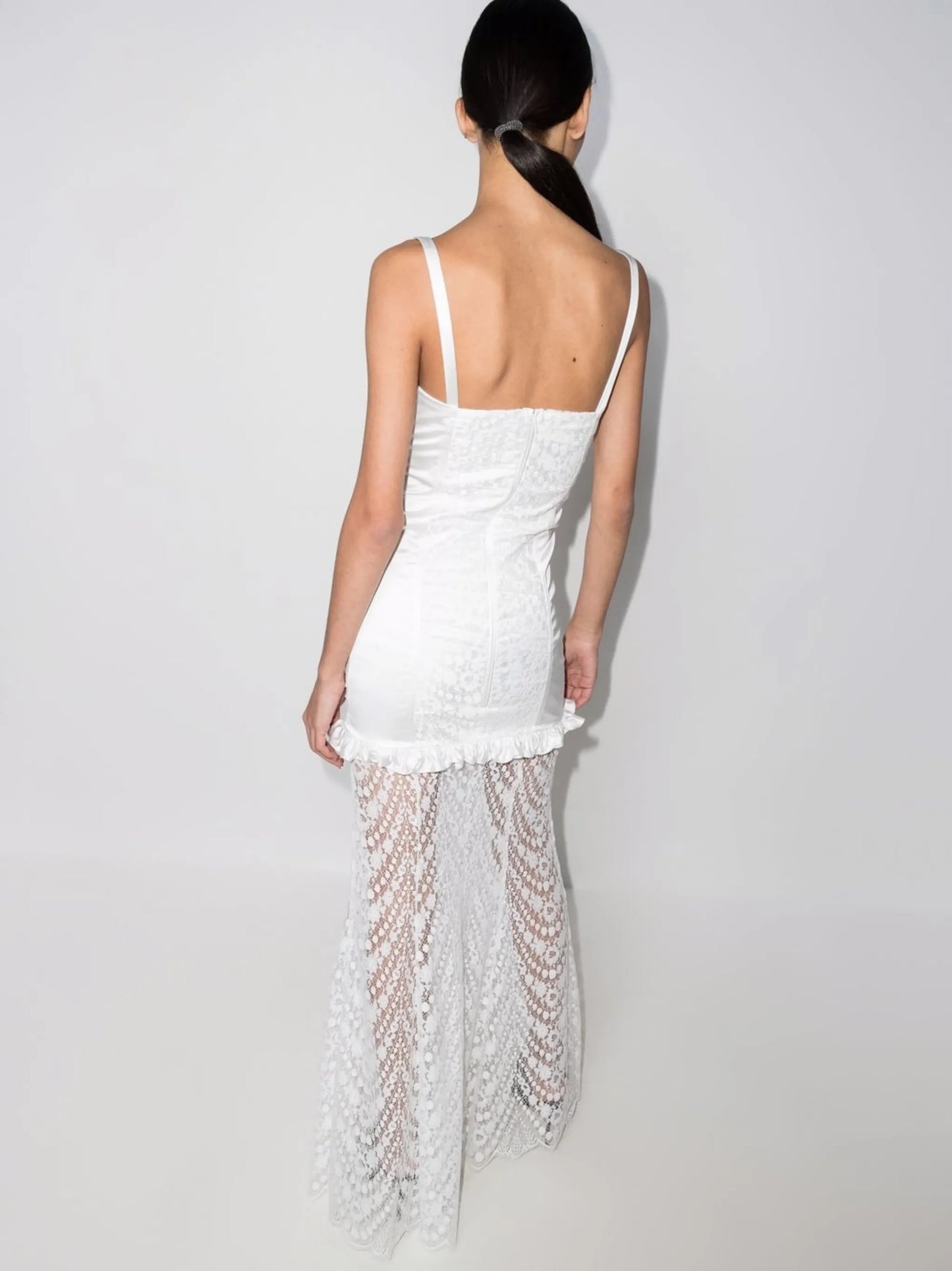 sheer-panel corset-style dress