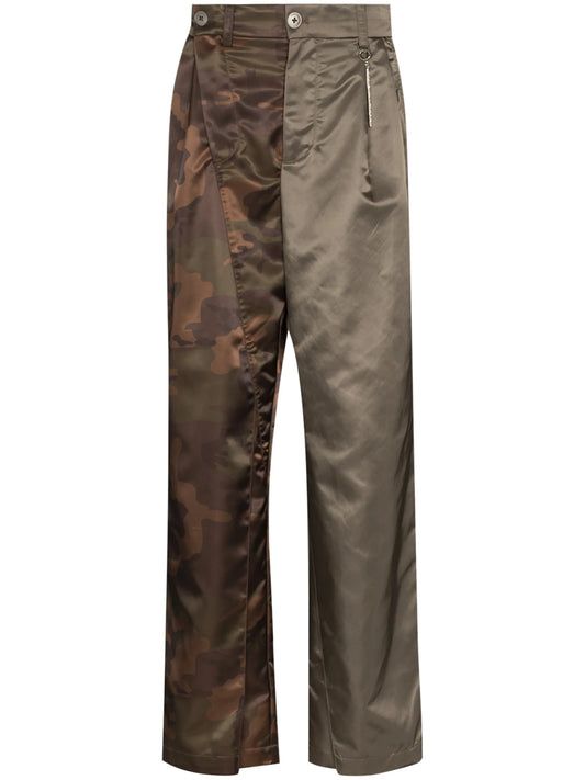 camouflage-print panelled trousers