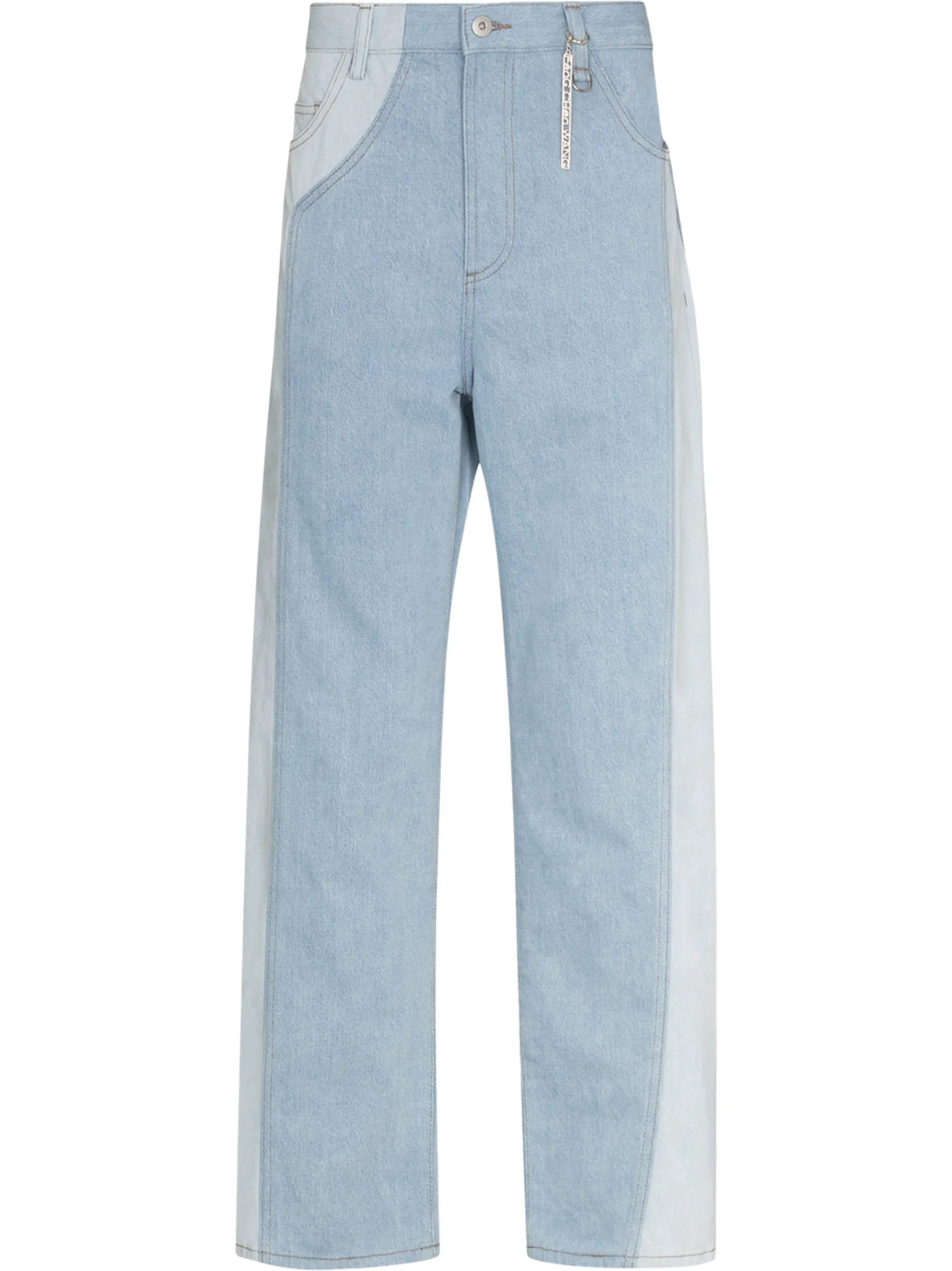 patchwork-design wide-leg jeans