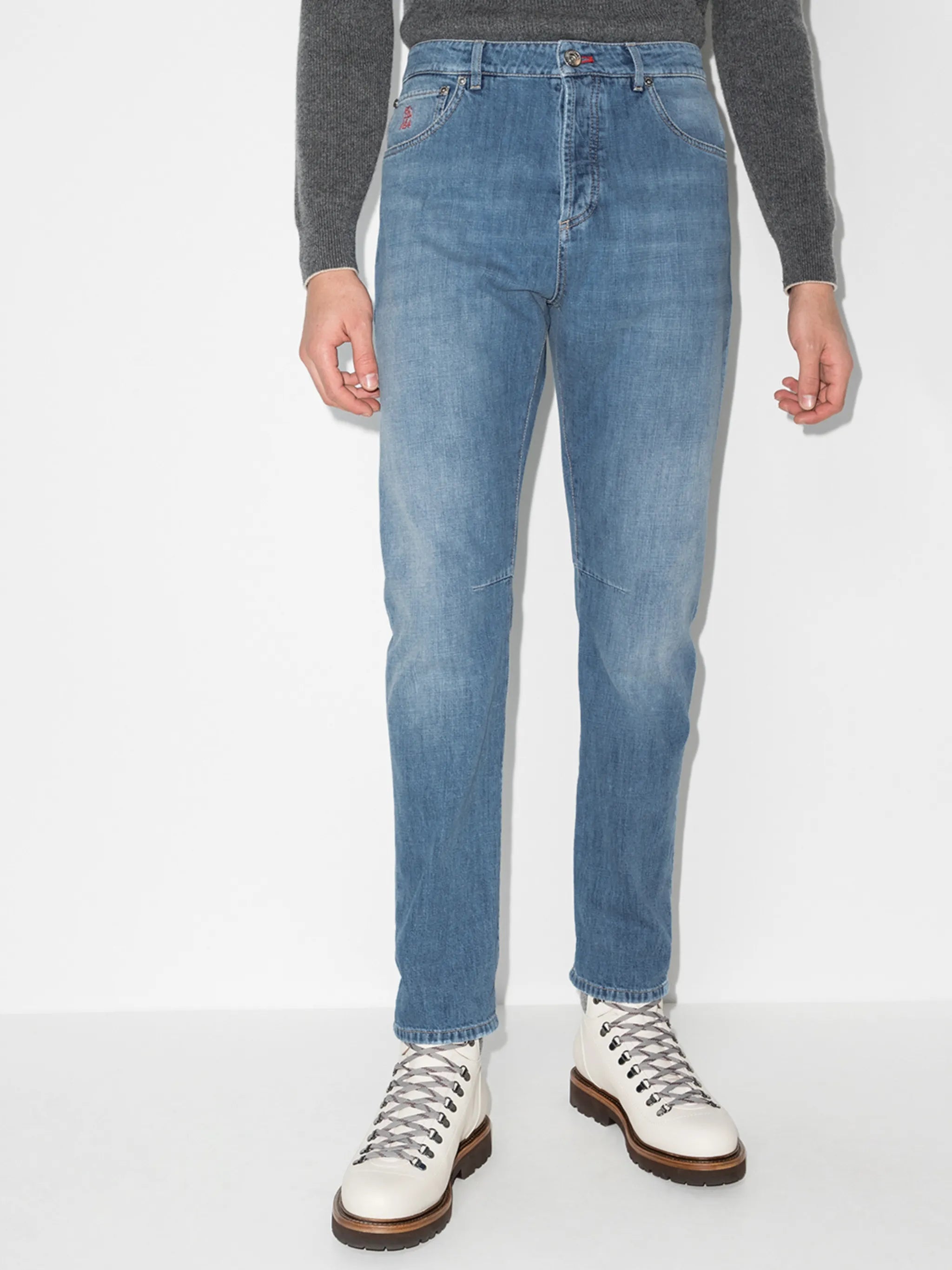 logo-patch slim-fit jeans