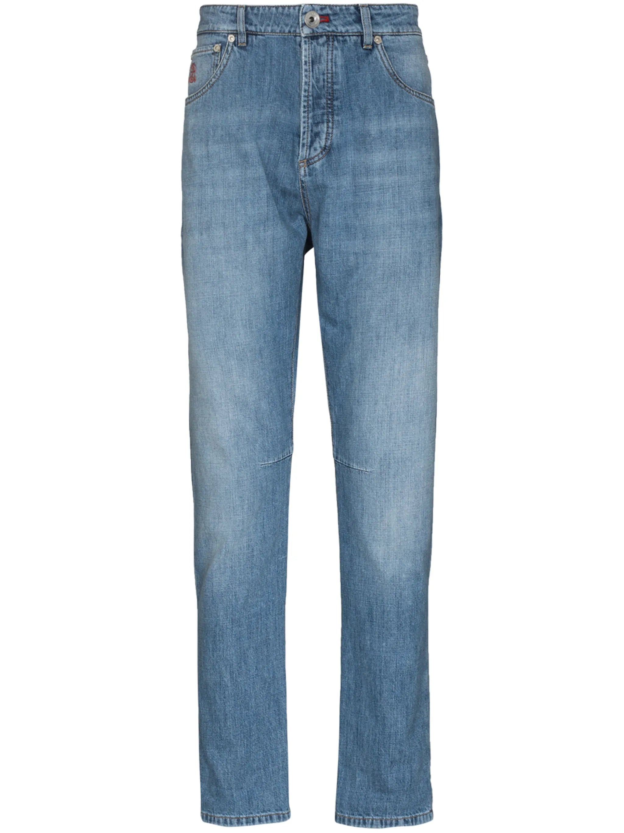 logo-patch slim-fit jeans
