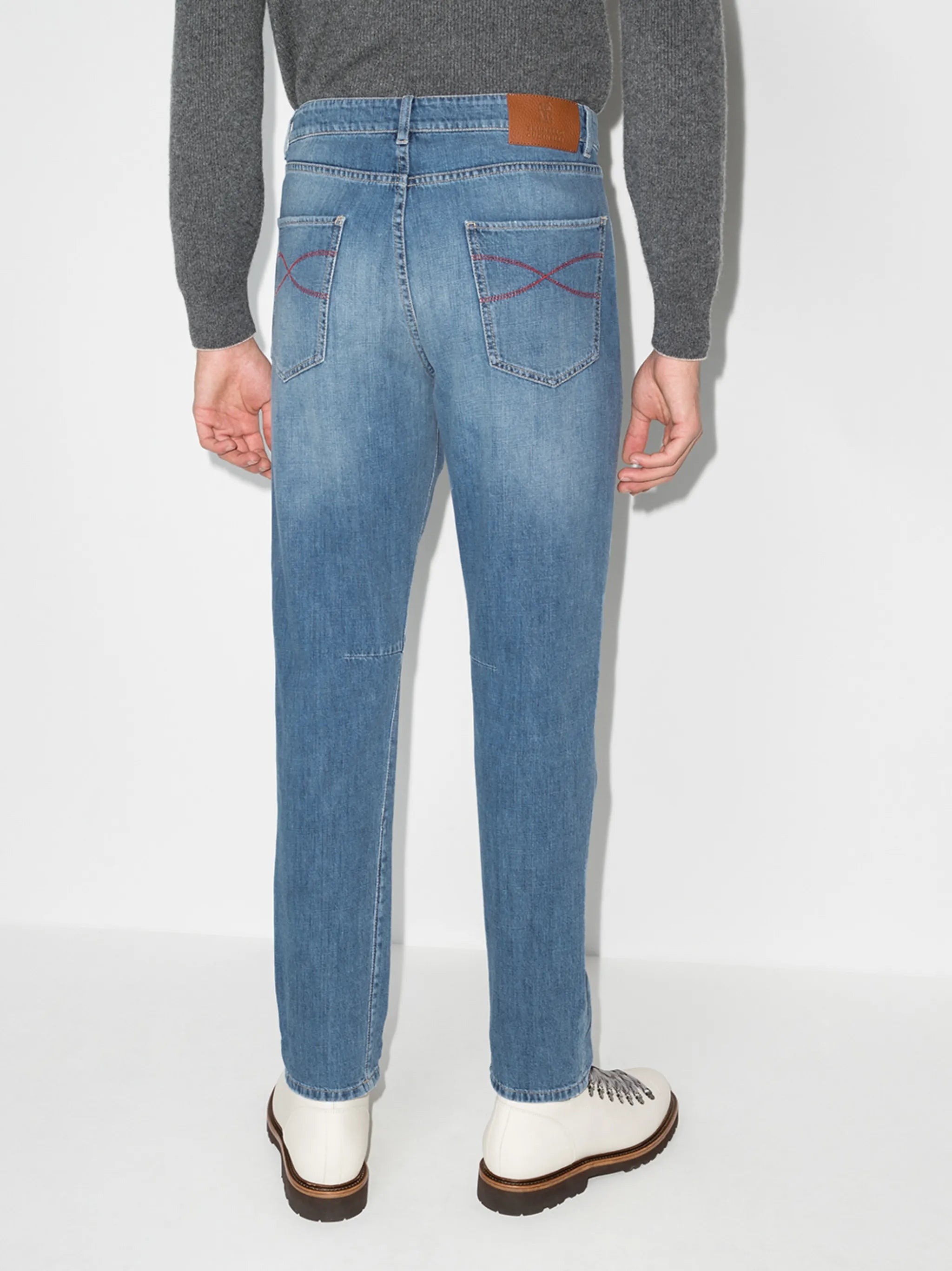 logo-patch slim-fit jeans