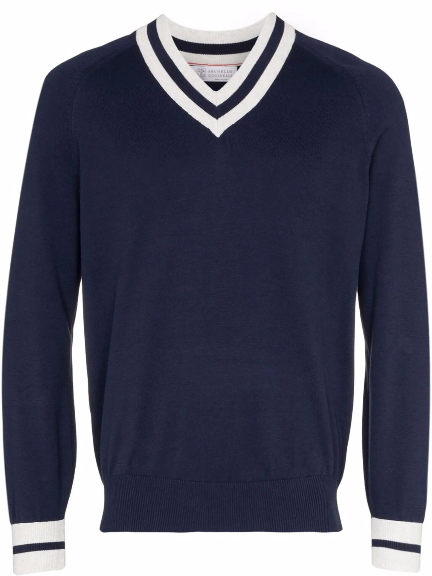 stripe-trim V-neck jumper