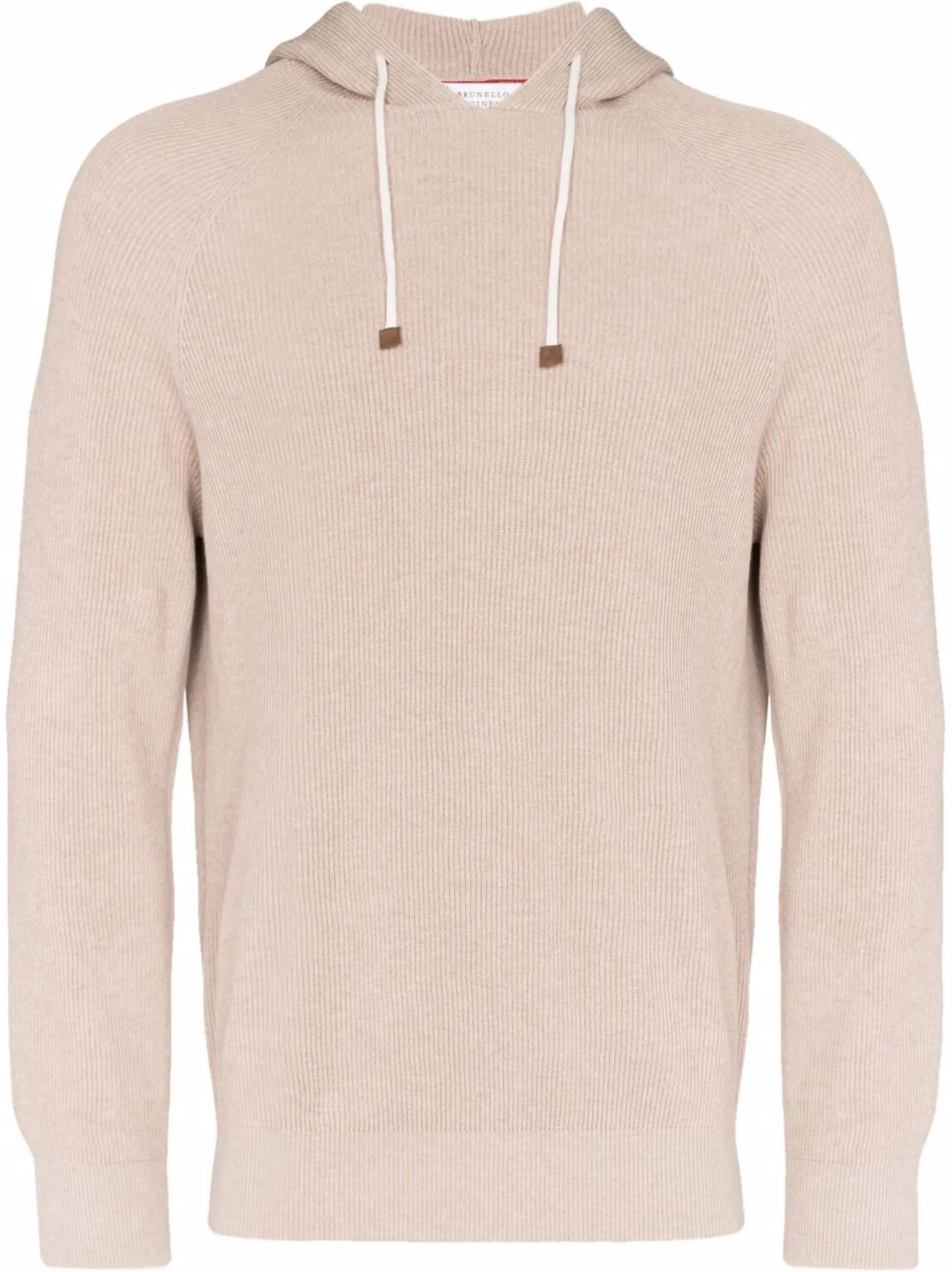 rib-knit cotton hoodie