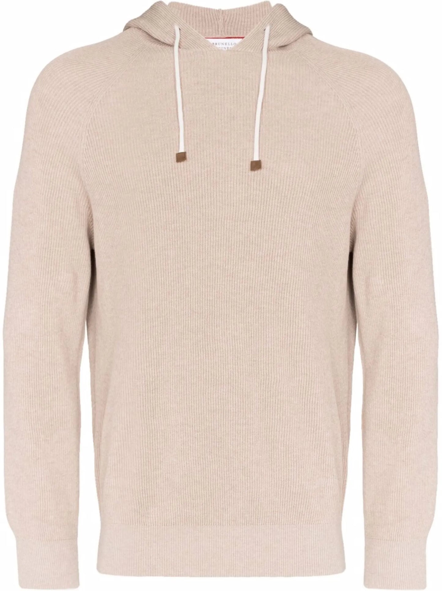 rib-knit cotton hoodie