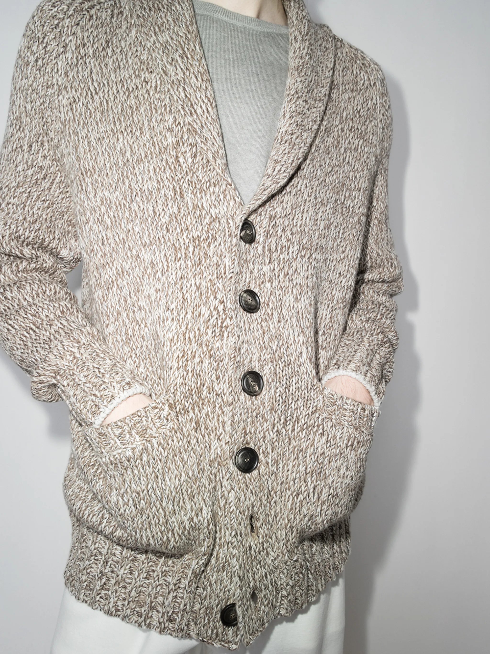 V-neck chunky-knit cardigan
