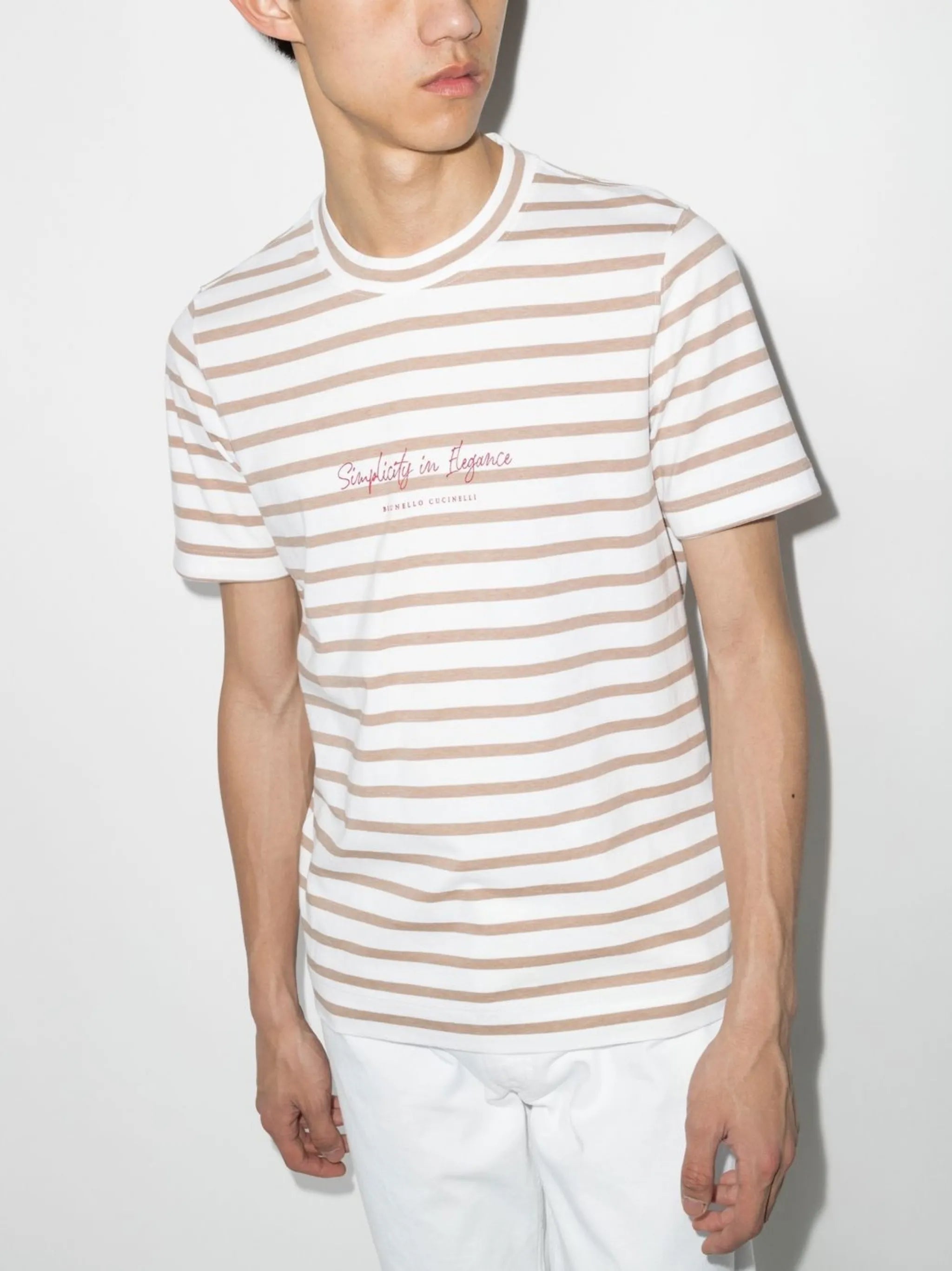 striped logo-print T-shirt