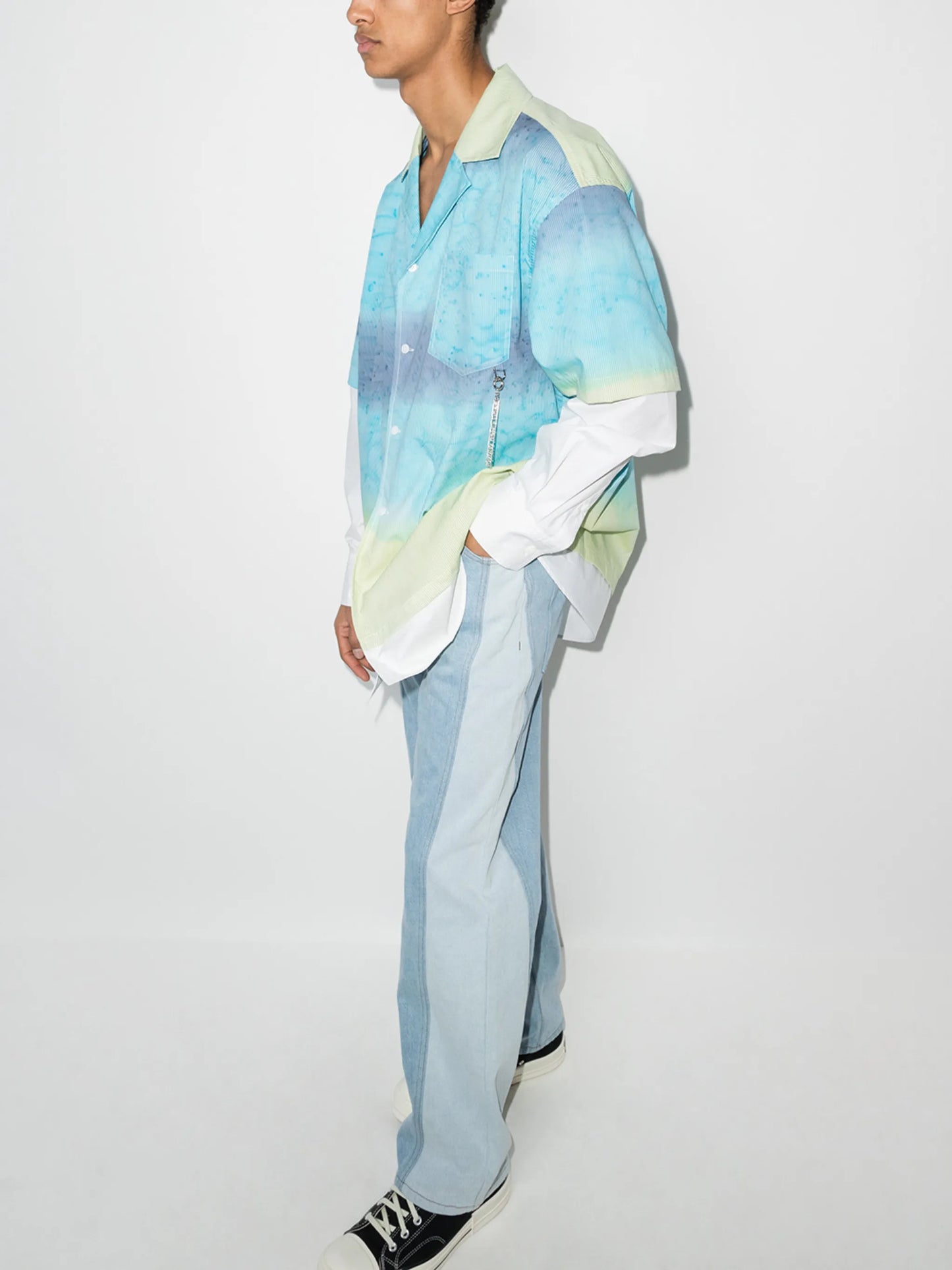Ski print layered shirt