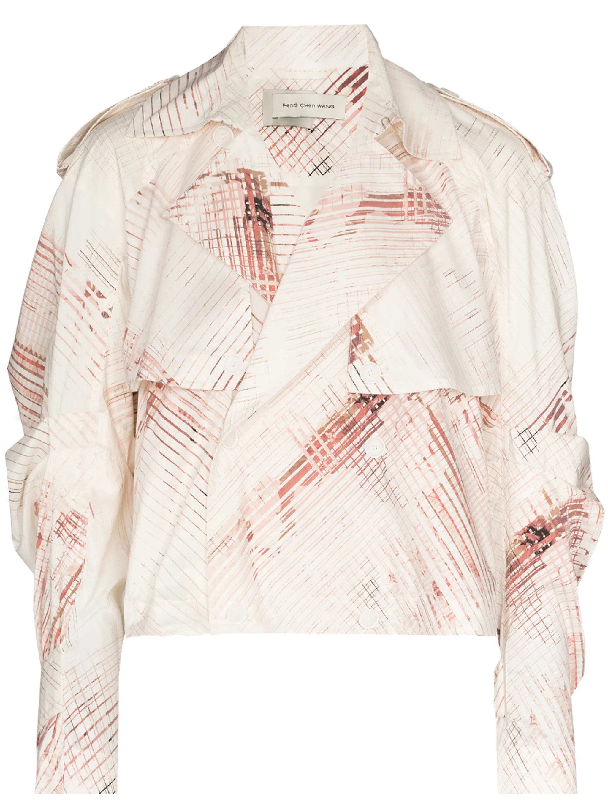 abstract-print double-breasted jacket