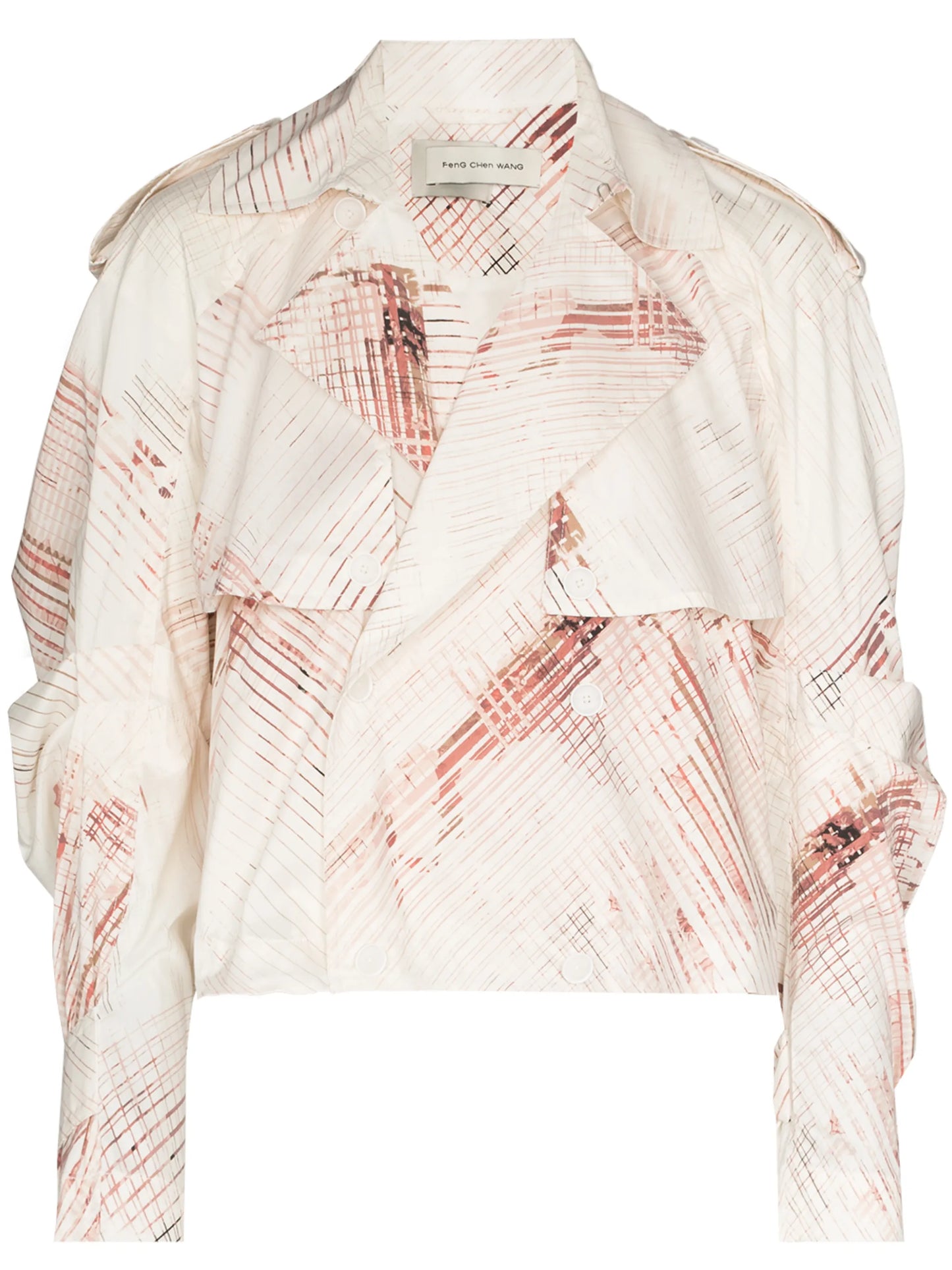 abstract-print double-breasted jacket