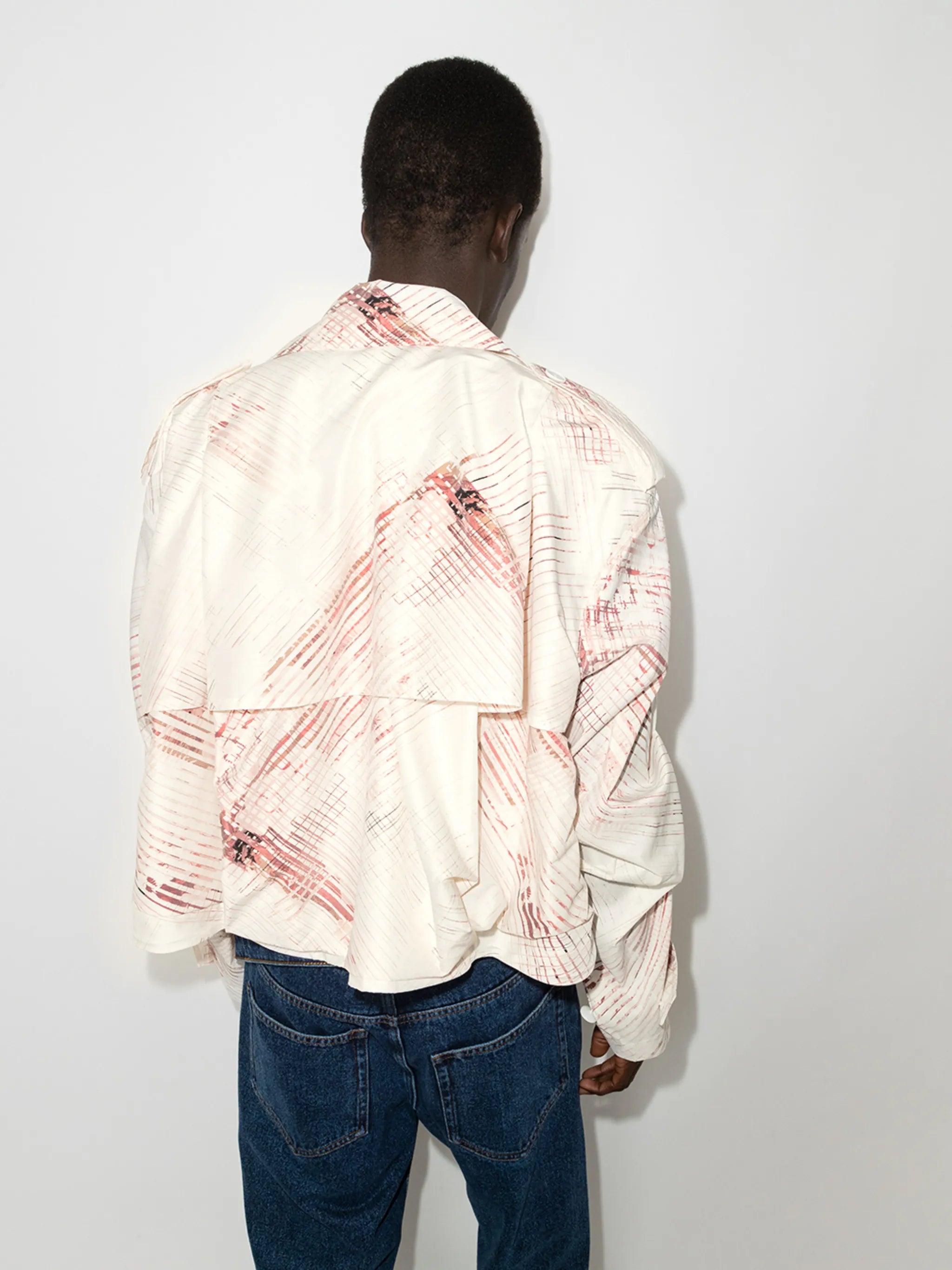abstract-print double-breasted jacket