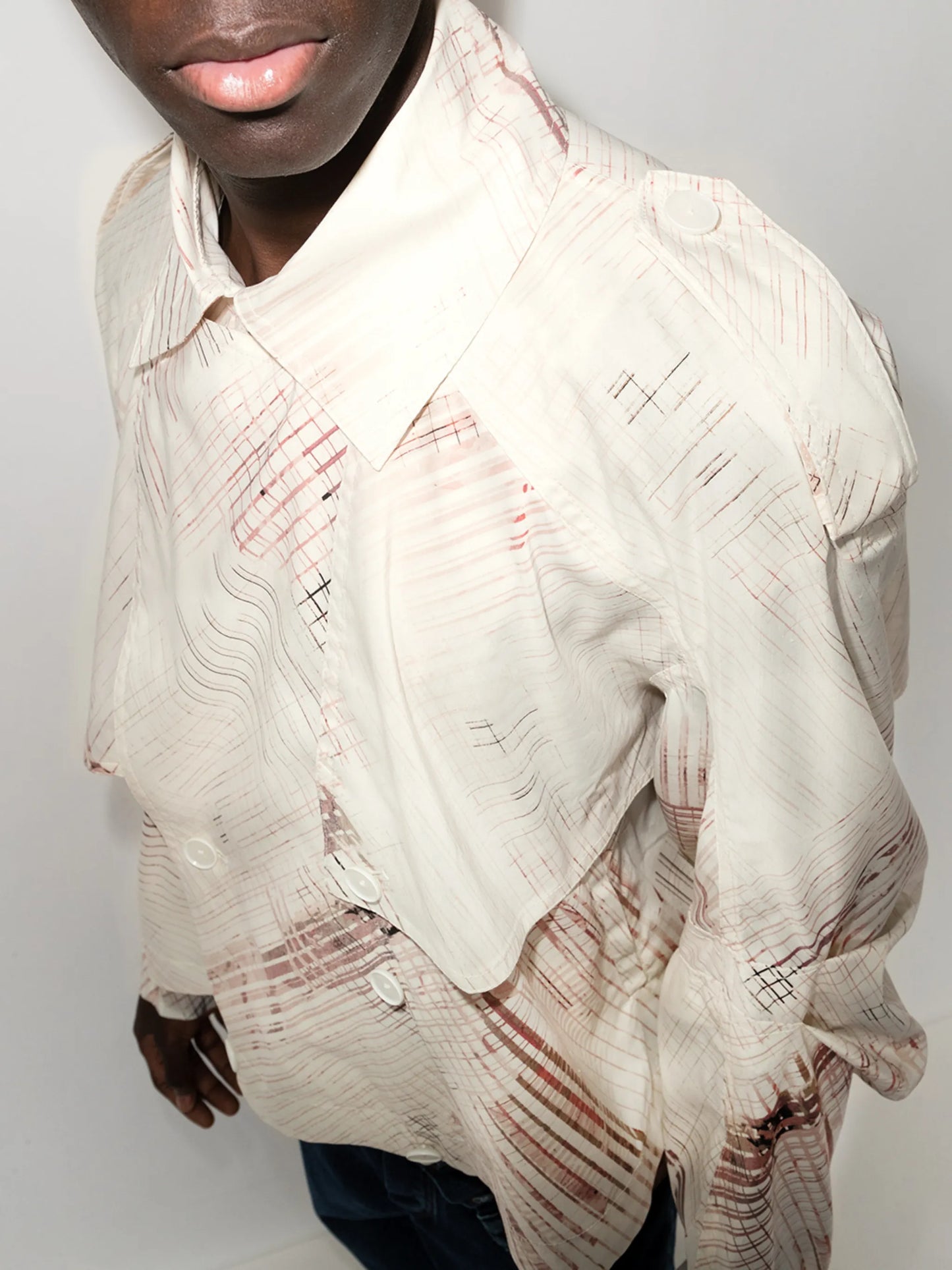abstract-print double-breasted jacket