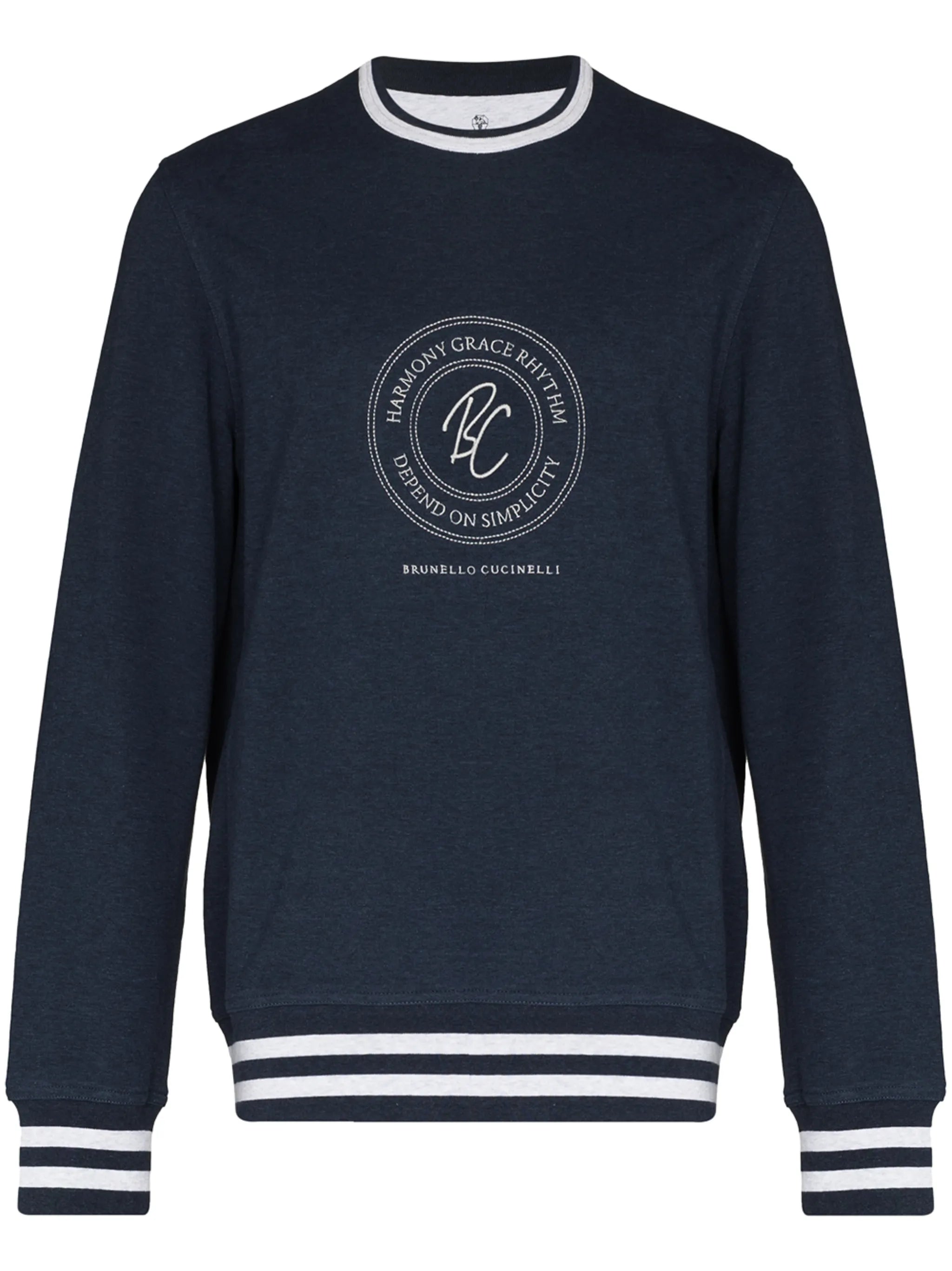 logo-print striped-trim sweatshirt