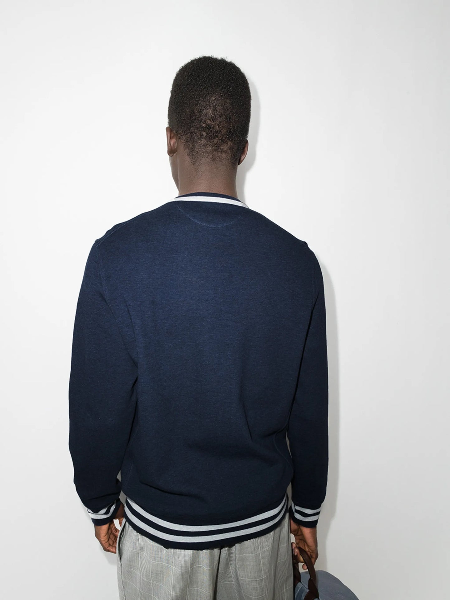 logo-print striped-trim sweatshirt