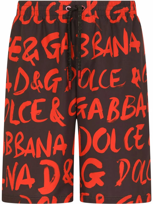 logo-print long swim shorts