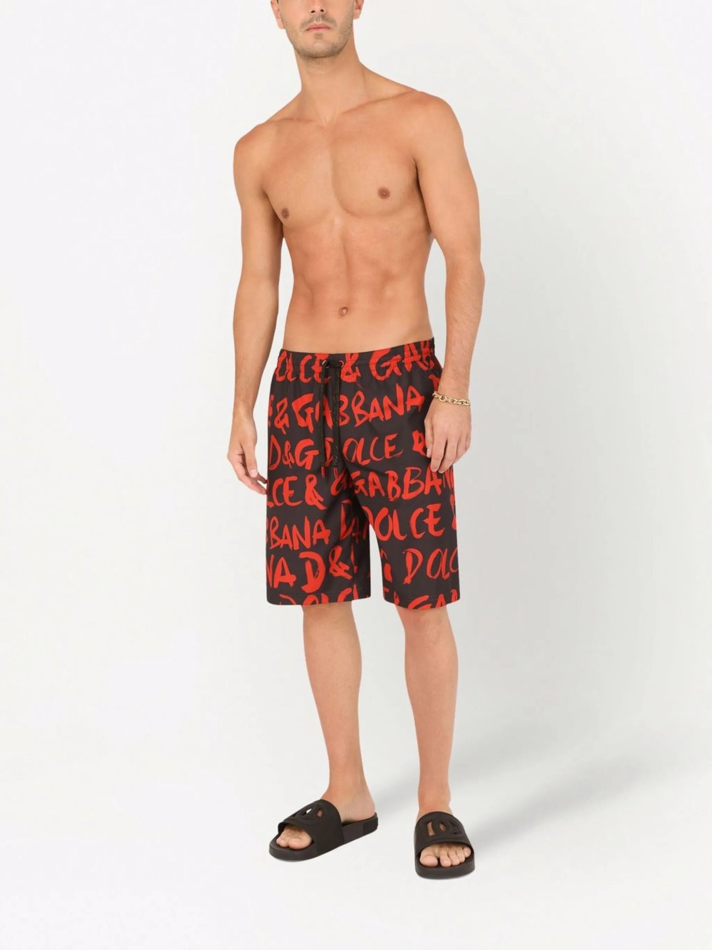 logo-print long swim shorts