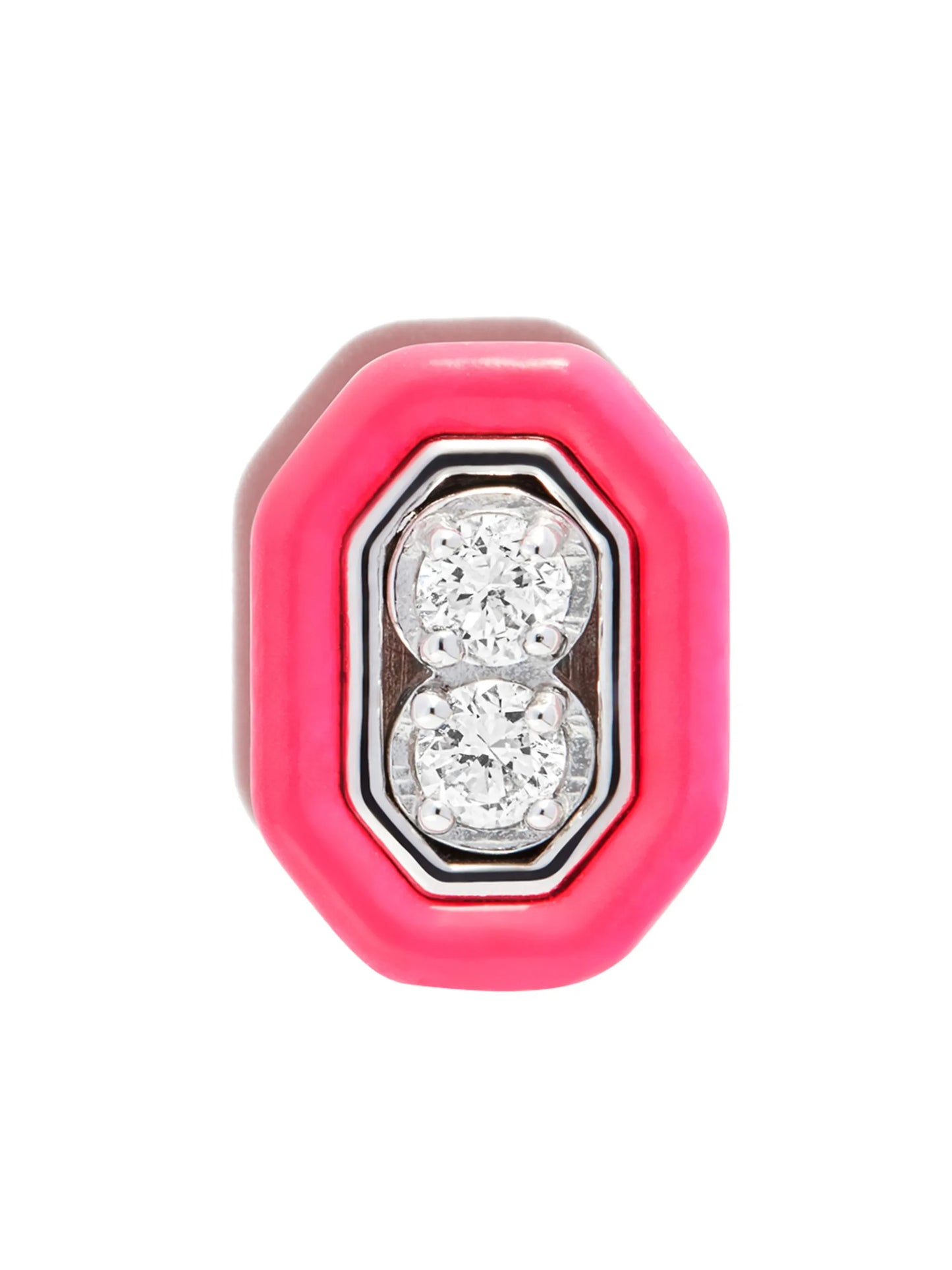 18kt white gold Roma diamond and enamel stud earring