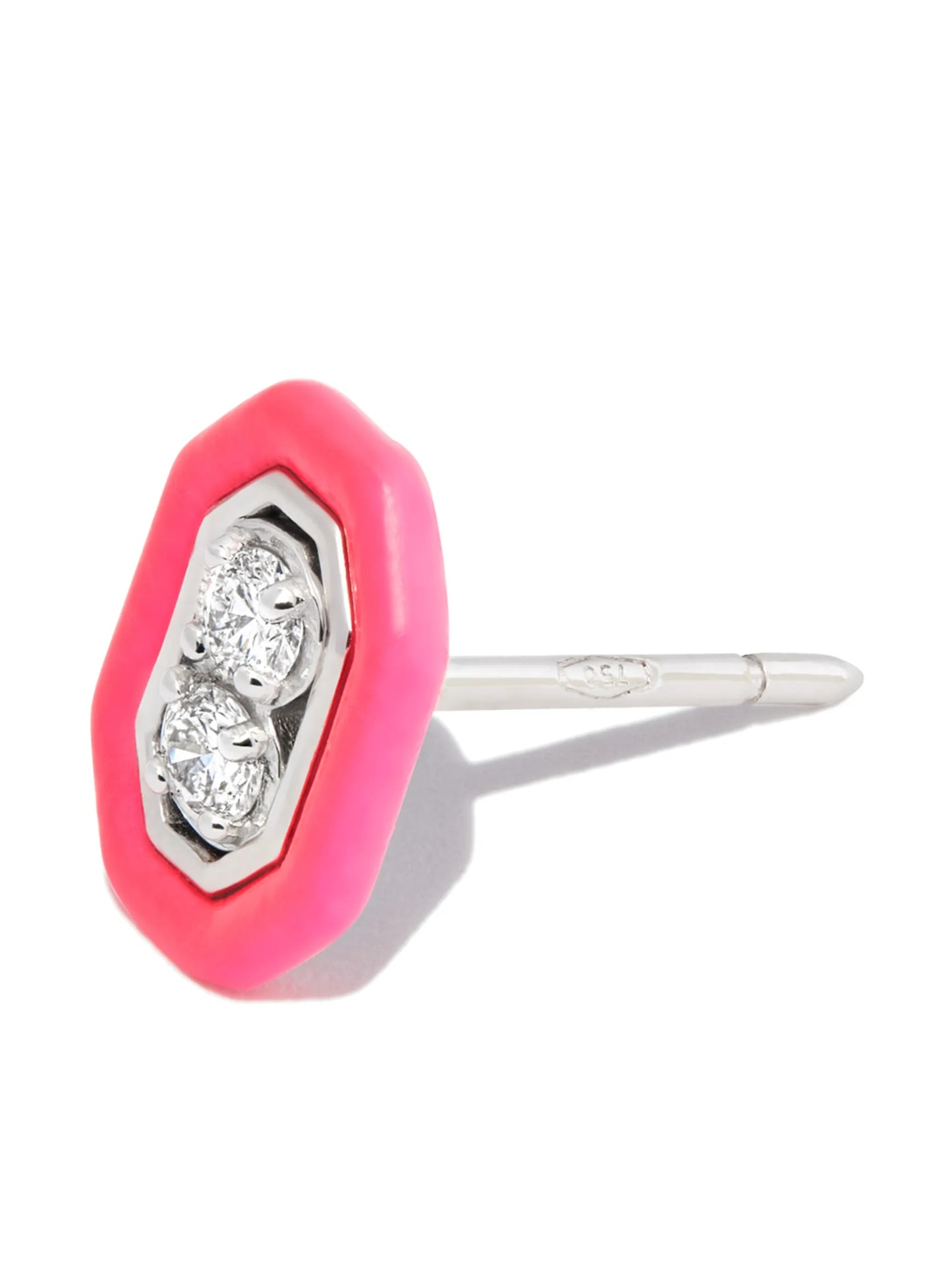 18kt white gold Roma diamond and enamel stud earring