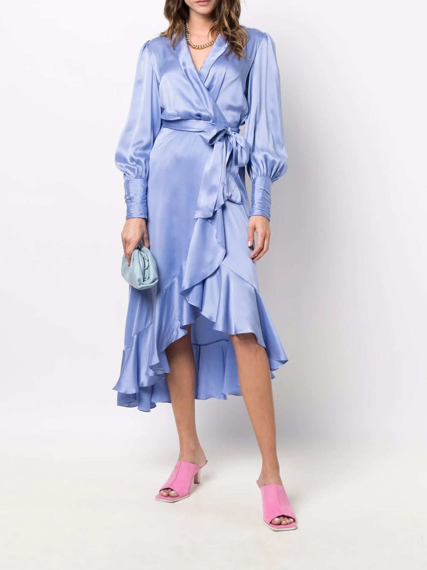 wrapped midi dress