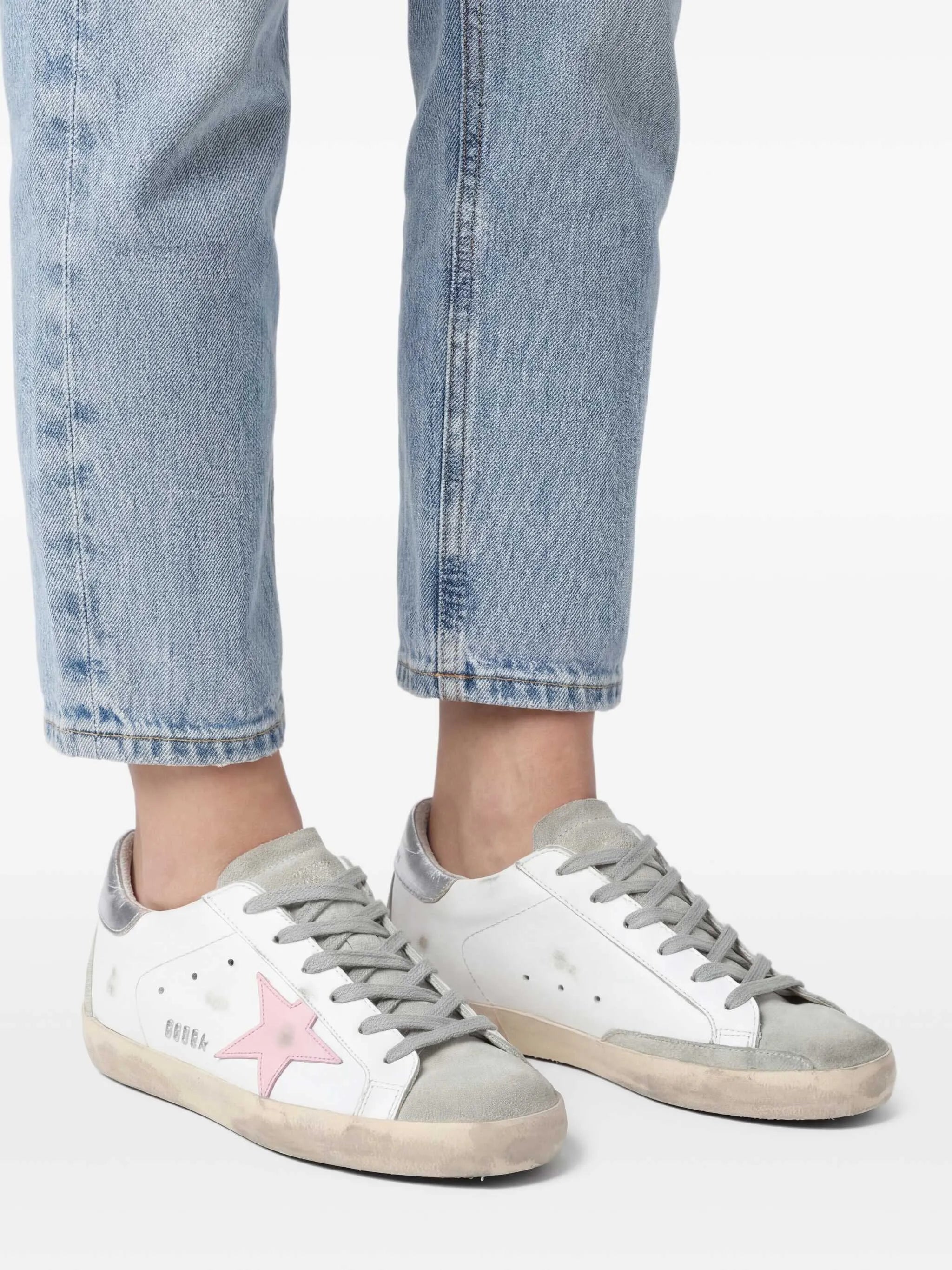 star-patch leather low-top sneakers