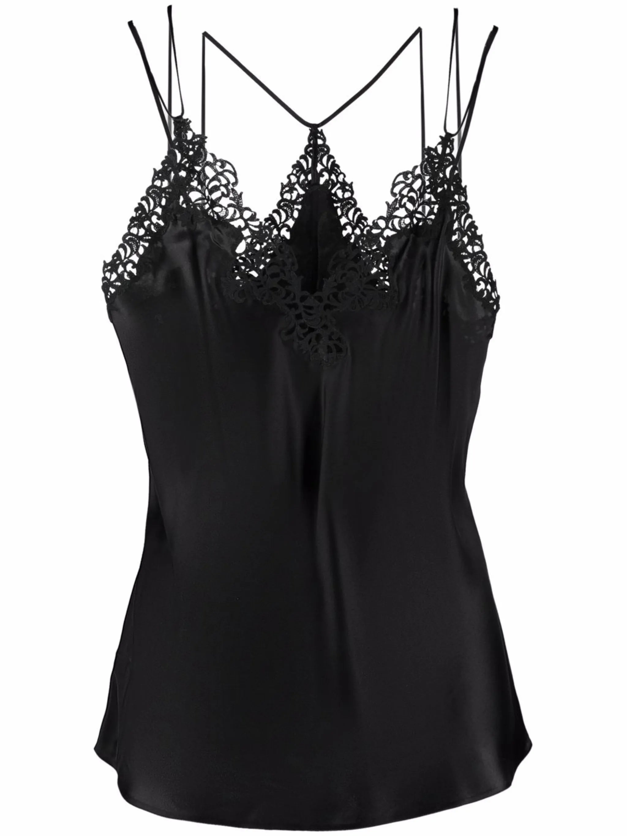 macramé-trim silk-blend top