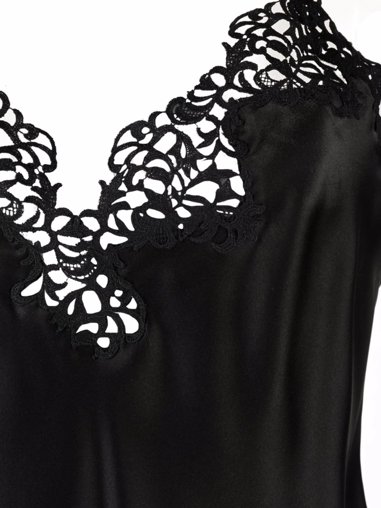 macramé-trim silk-blend top