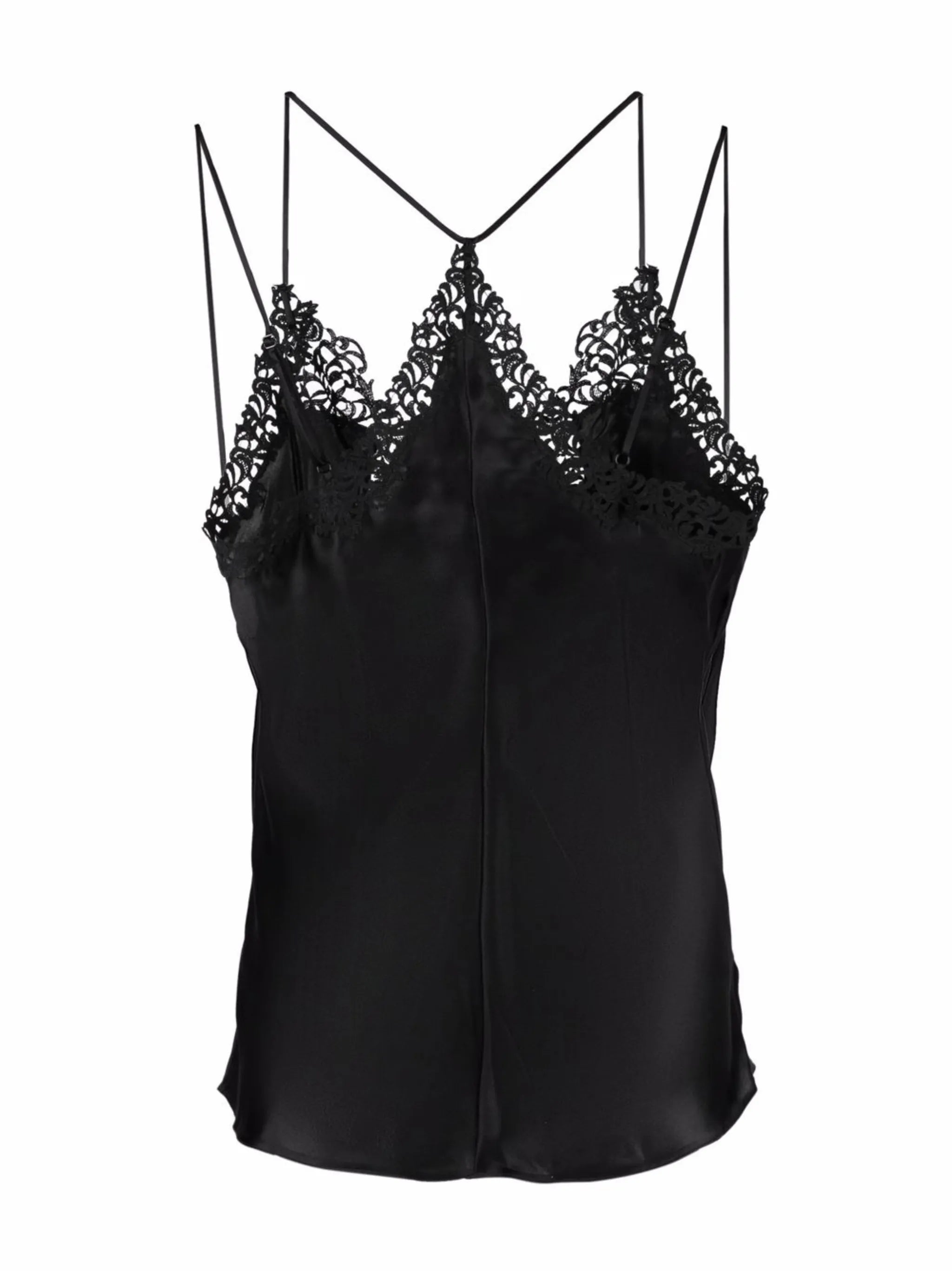 macramé-trim silk-blend top